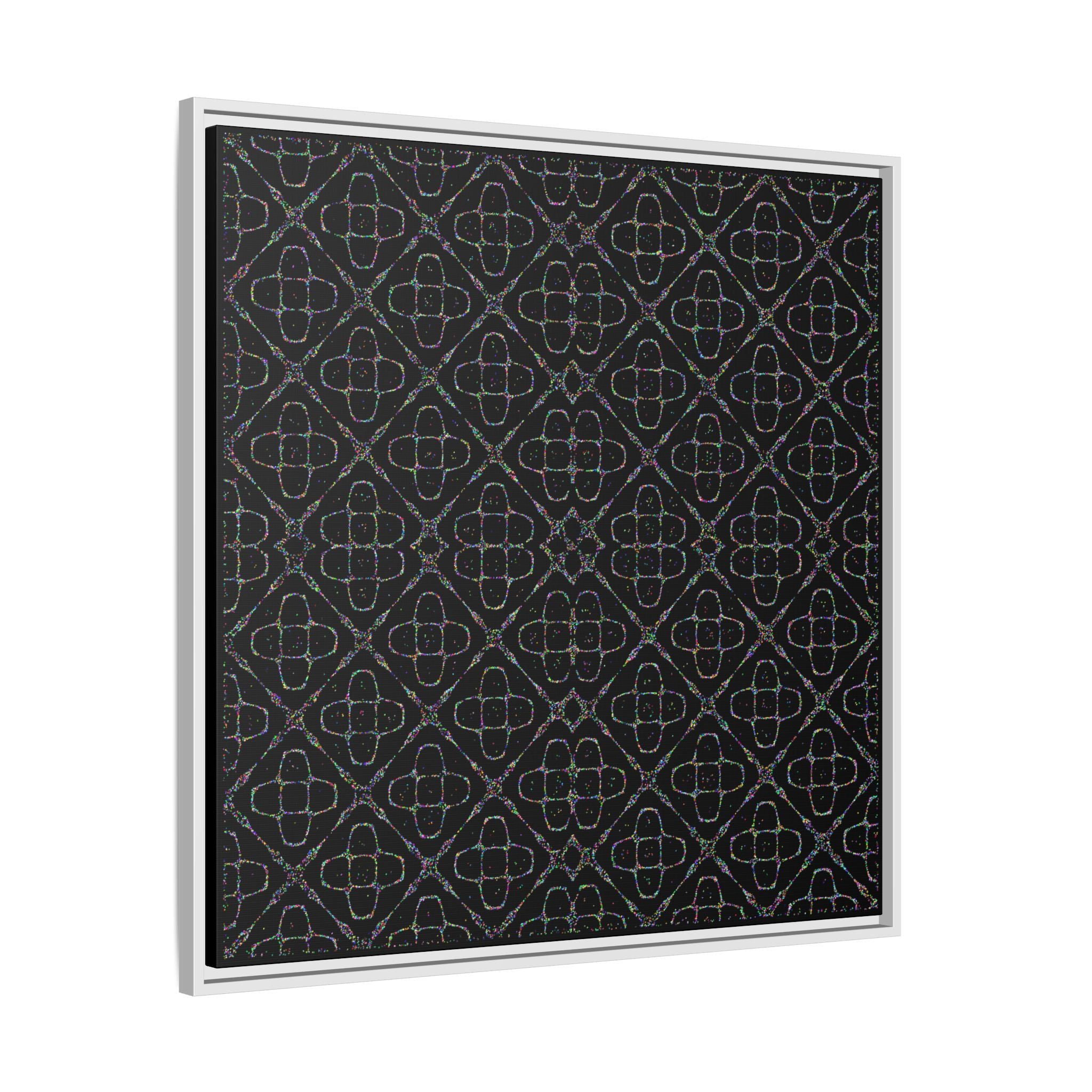Sacred Geometry 174 Hz "Art by Sound" Cymatics - Framed Matte Canvas (Multi‑Color on Black)