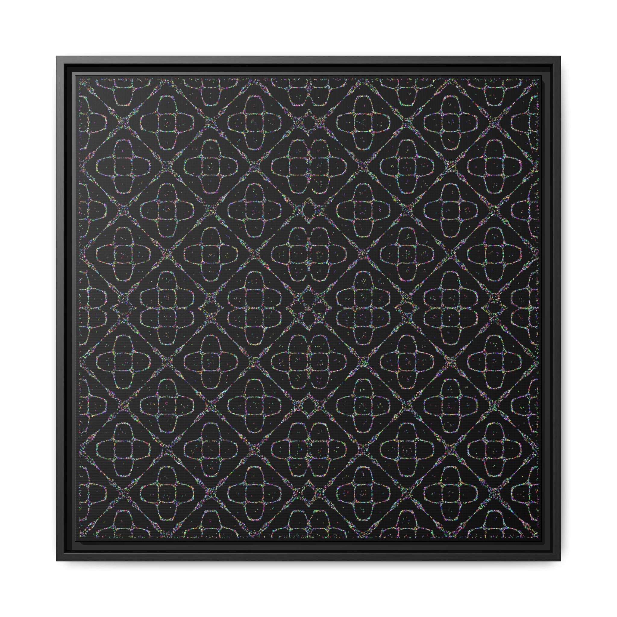 Sacred Geometry 174 Hz "Art by Sound" Cymatics - Framed Matte Canvas (Multi‑Color on Black)