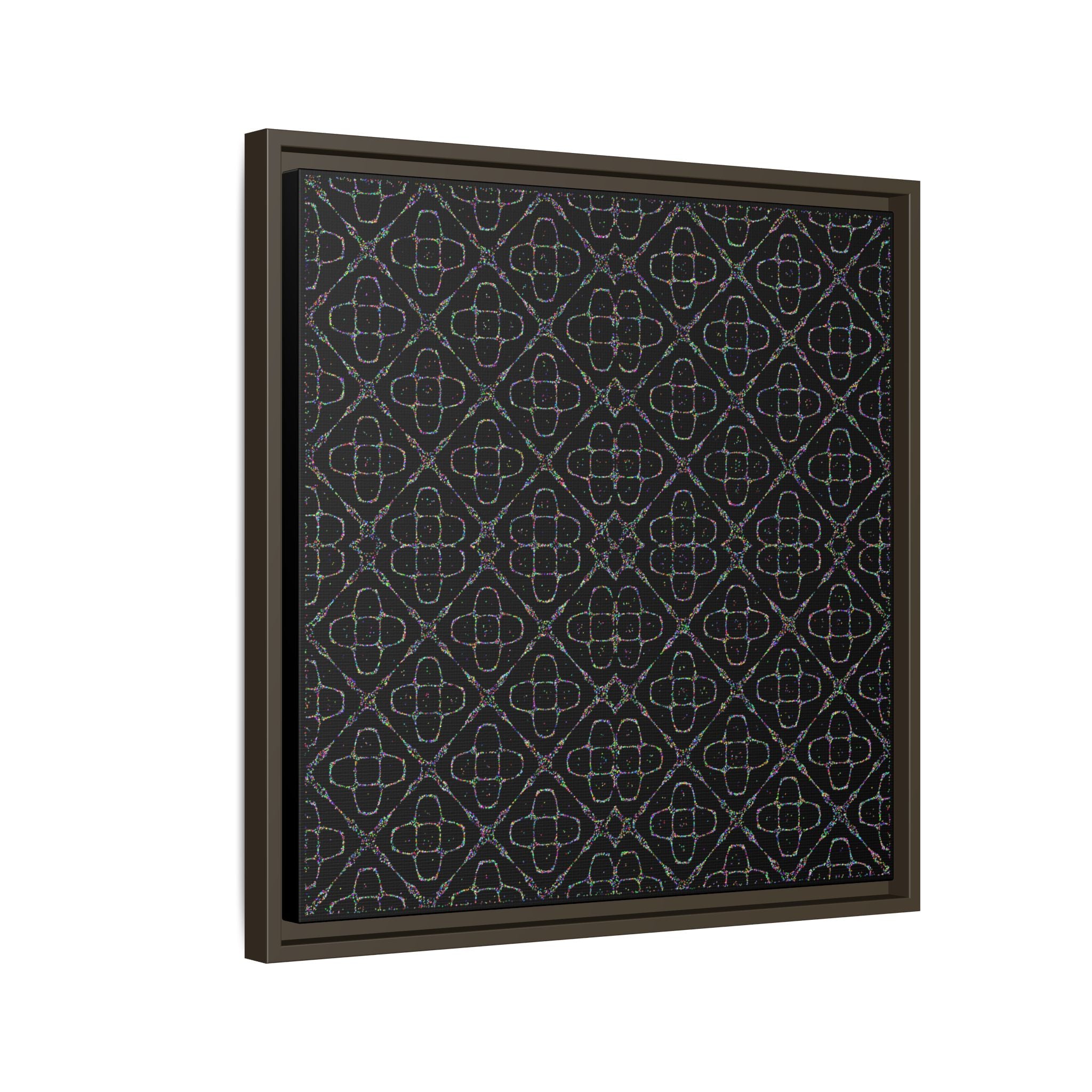 Sacred Geometry 174 Hz "Art by Sound" Cymatics - Framed Matte Canvas (Multi‑Color on Black)