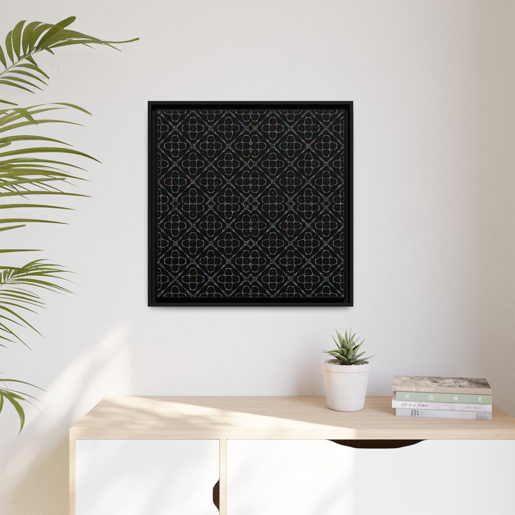 Sacred Geometry 174 Hz "Art by Sound" Cymatics - Framed Matte Canvas (Multi‑Color on Black)