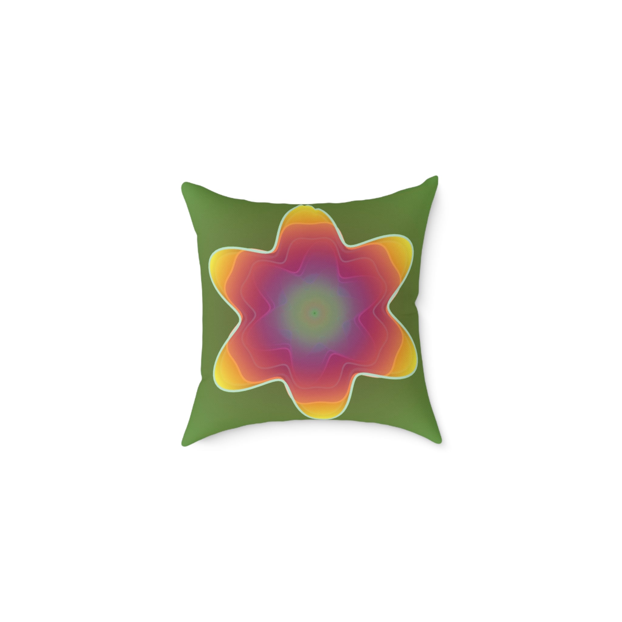 Psychedelic Flower Throw Pillow – Colorful Mandala Accent Cushion