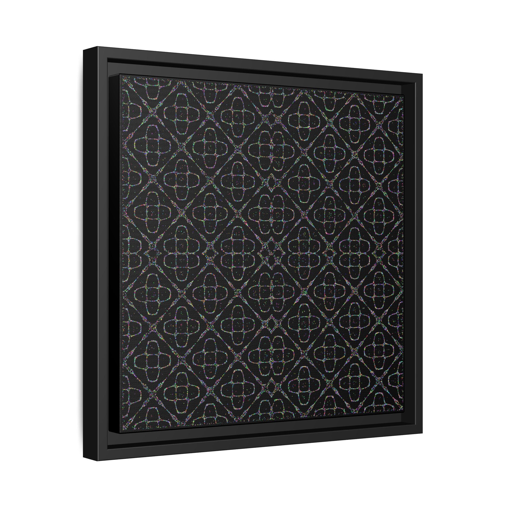 Sacred Geometry 174 Hz "Art by Sound" Cymatics - Framed Matte Canvas (Multi‑Color on Black)