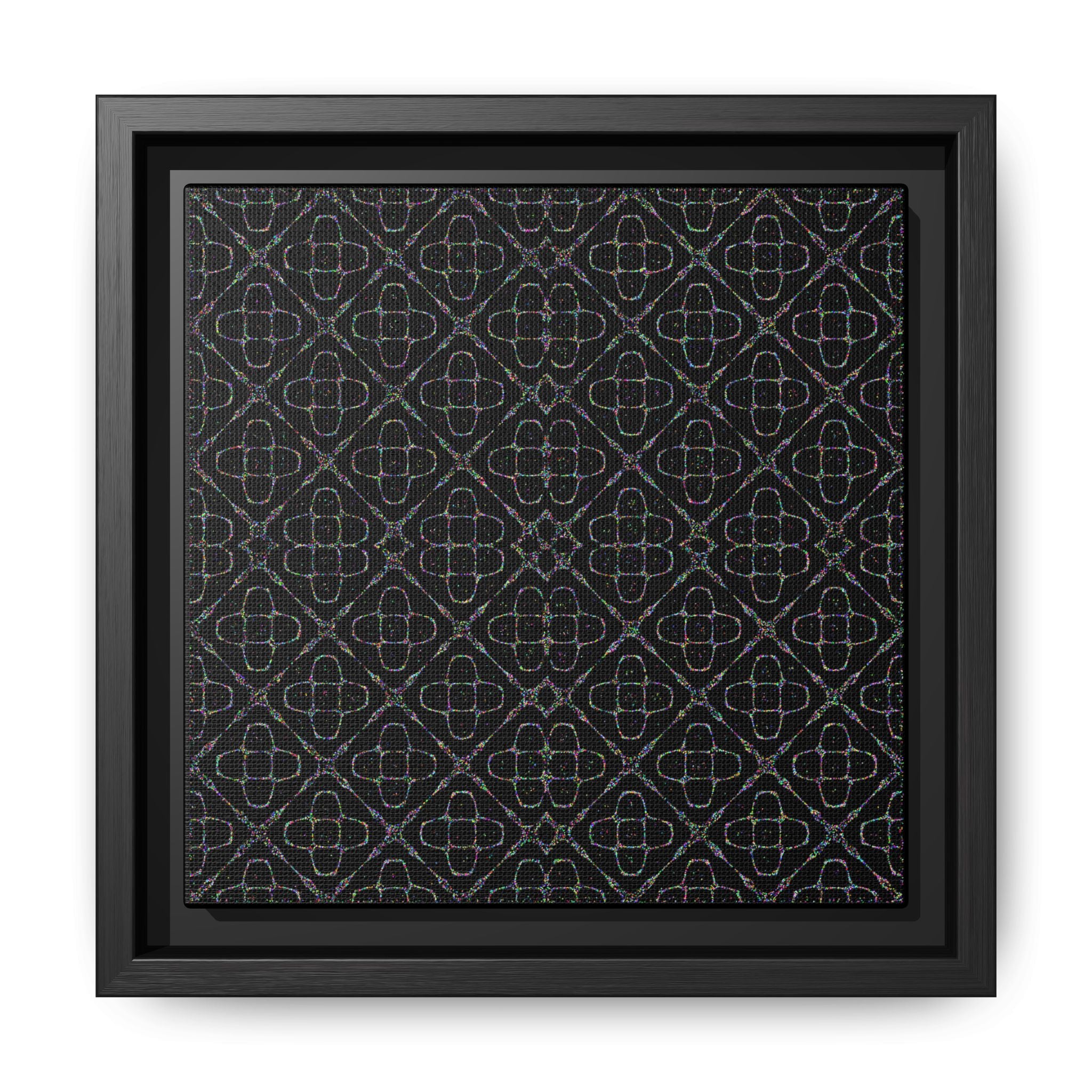Sacred Geometry 174 Hz "Art by Sound" Cymatics - Framed Matte Canvas (Multi‑Color on Black)