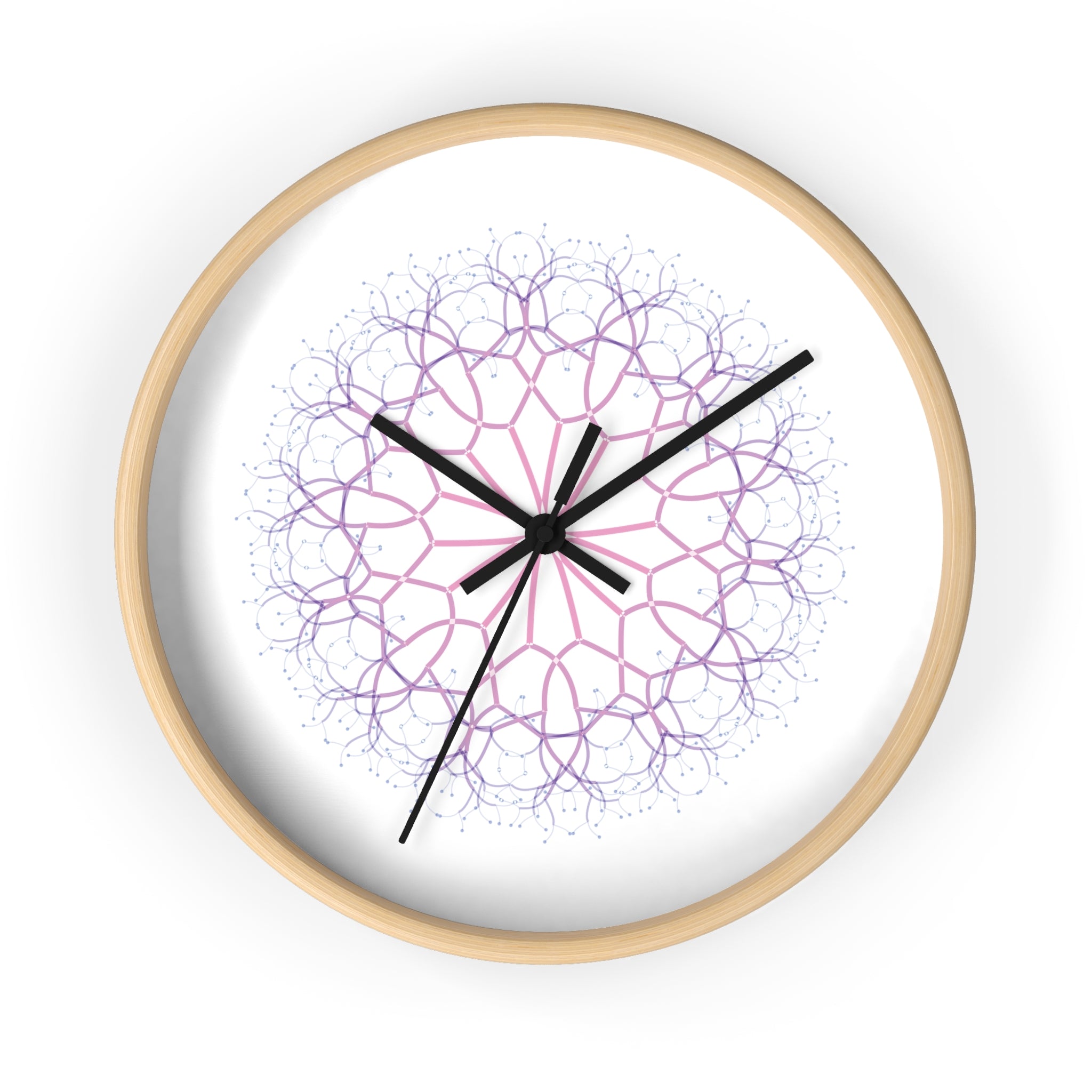 Mandala Wall Clock — Pastel Pink & Lavender Geometric Decorative Clock