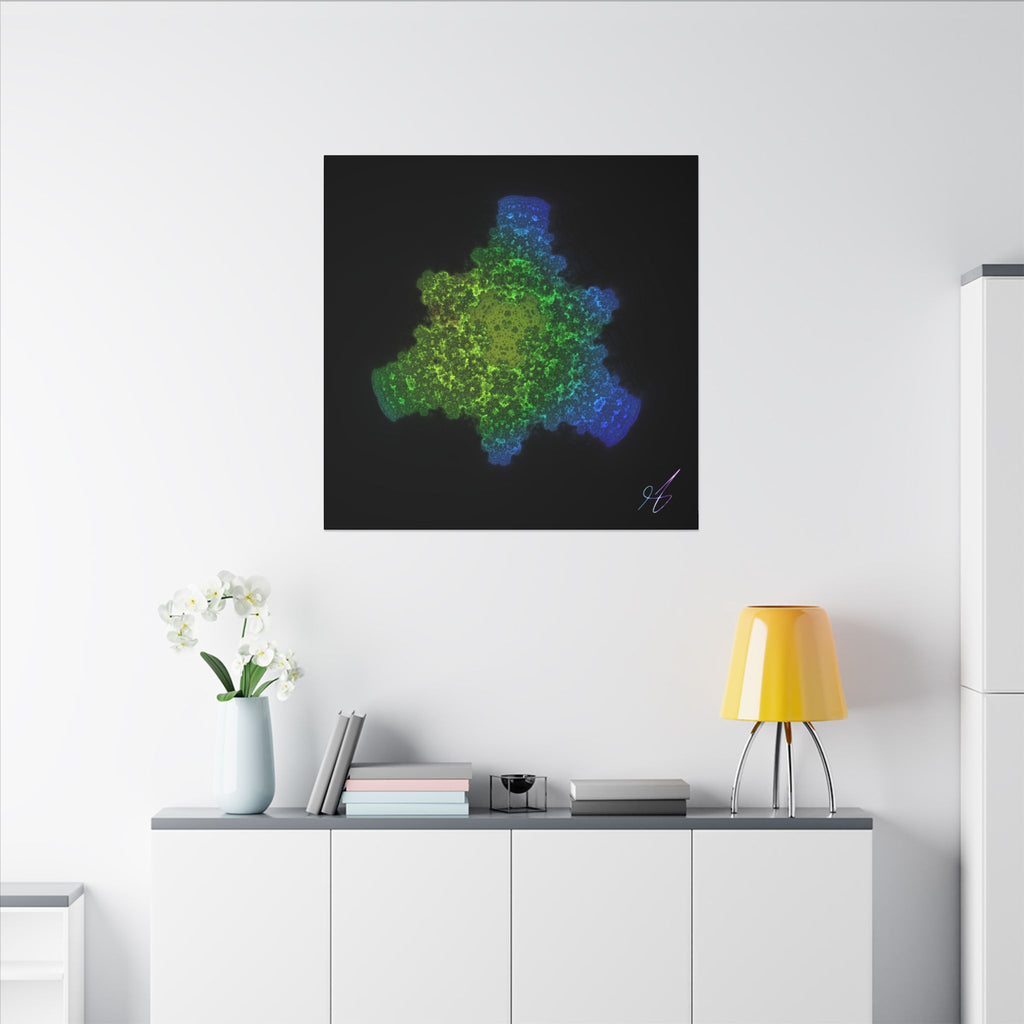 Abstract Fractal Green Blue Nebula Matte Canvas