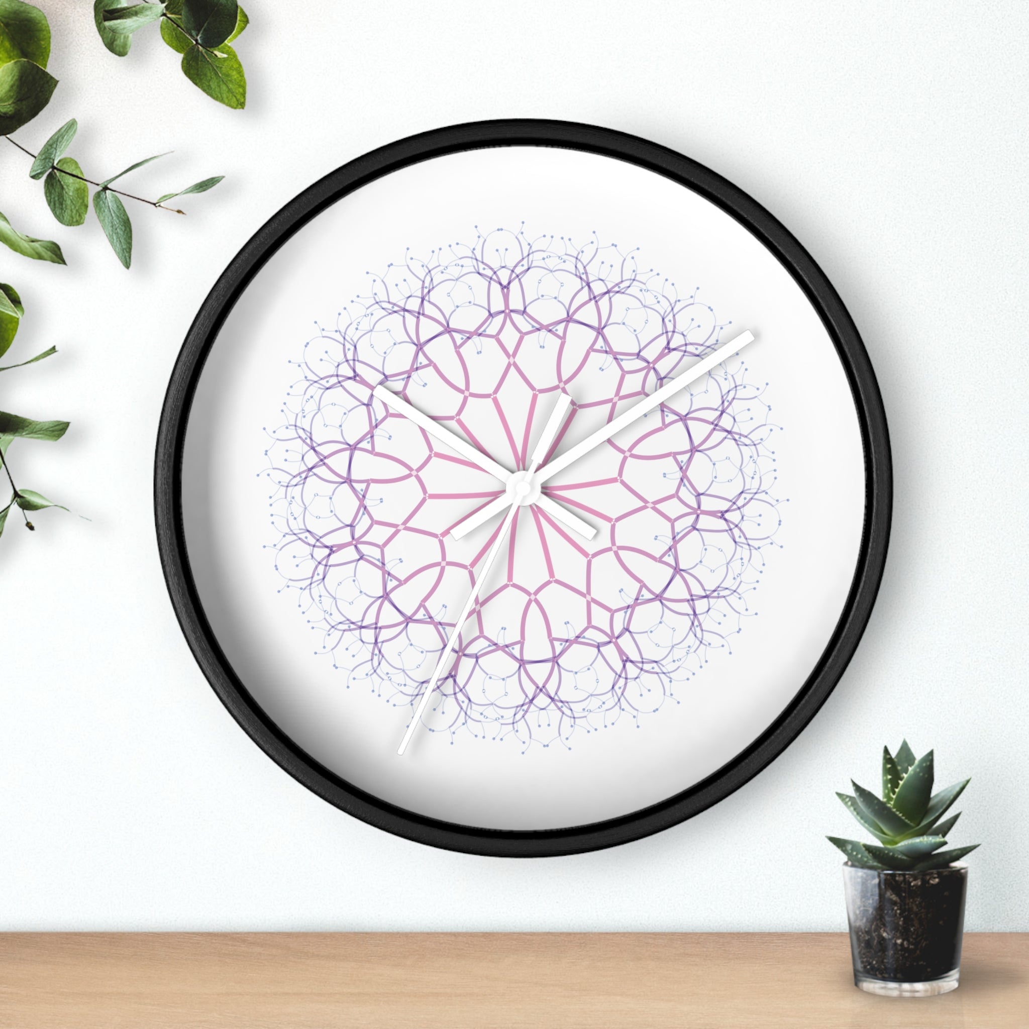 Mandala Wall Clock — Pastel Pink & Lavender Geometric Decorative Clock