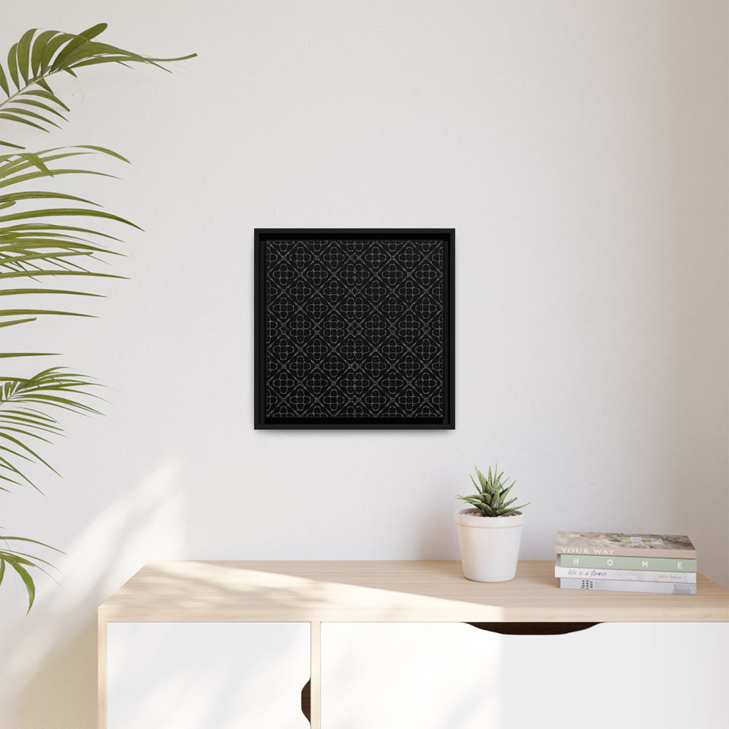 Sacred Geometry 174 Hz "Art by Sound" Cymatics - Framed Matte Canvas (Multi‑Color on Black)
