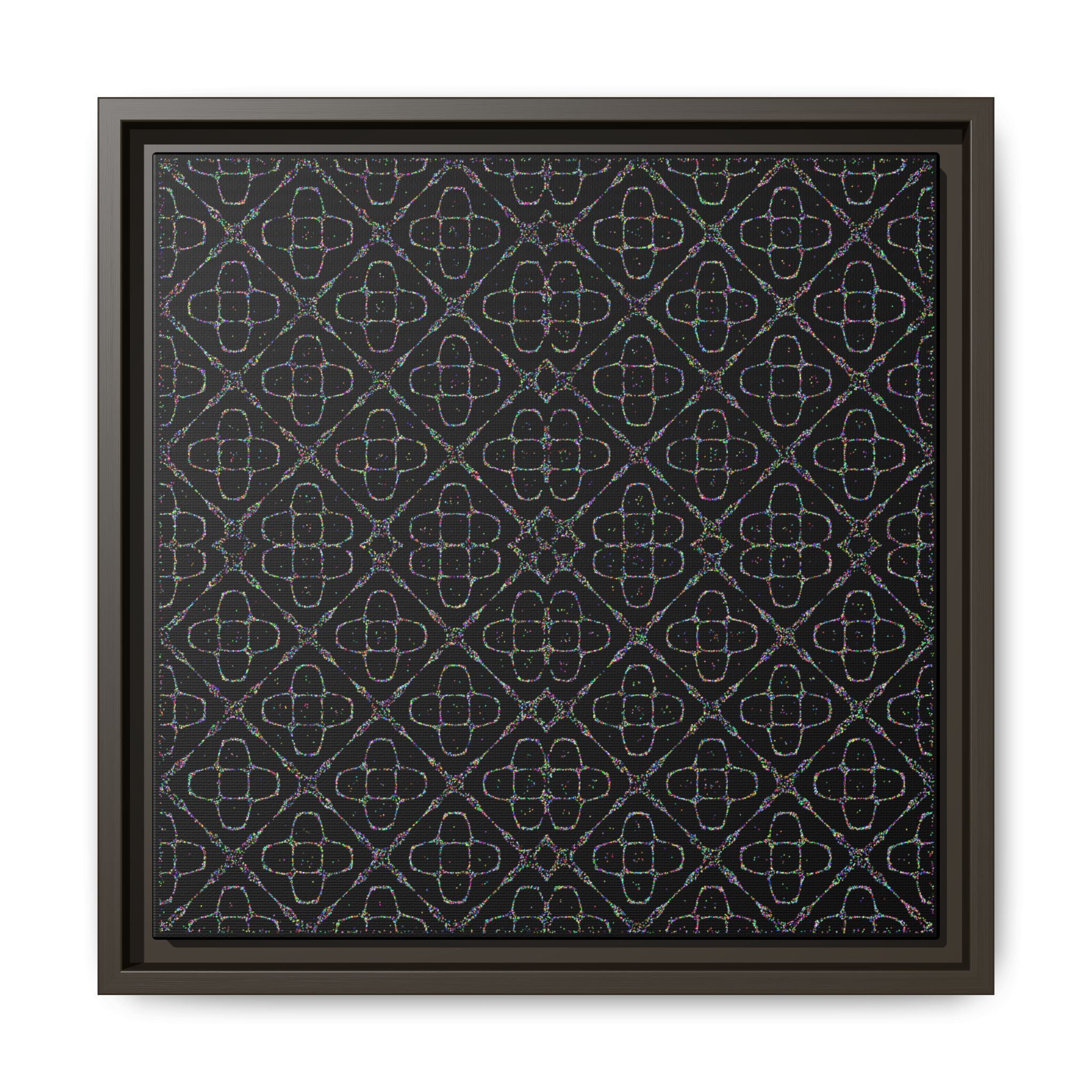 Sacred Geometry 174 Hz "Art by Sound" Cymatics - Framed Matte Canvas (Multi‑Color on Black)