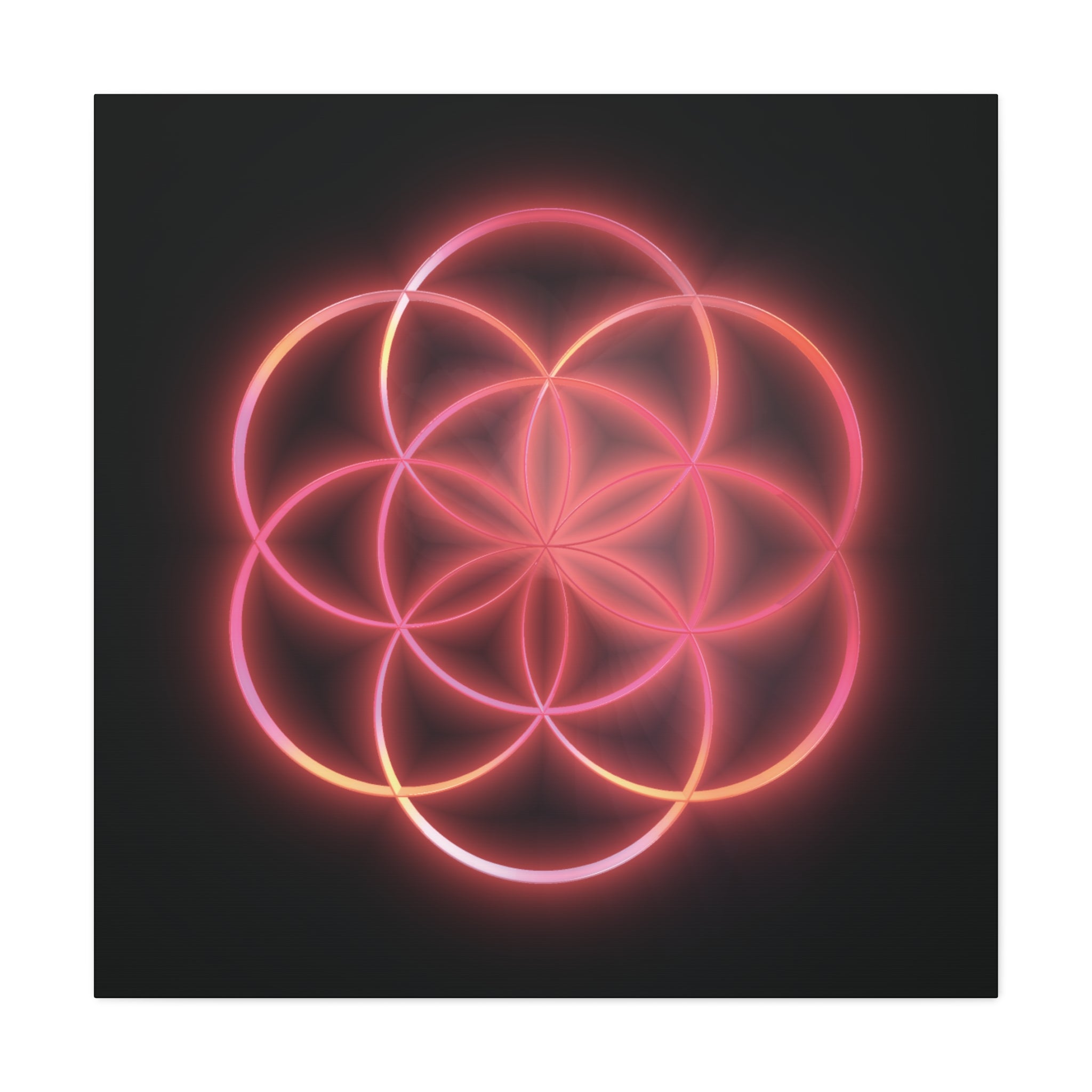 Neon Red Flower of Life Canvas