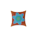 Boho Blue Floral Square Pillow - Psychedelic Flower Accent Cushion