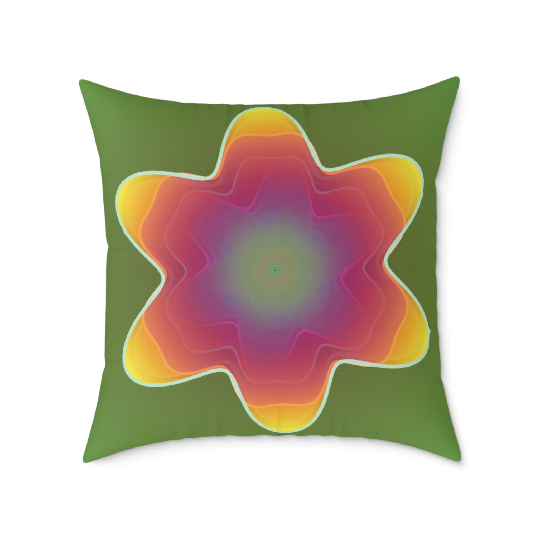 Psychedelic Flower Throw Pillow – Colorful Mandala Accent Cushion