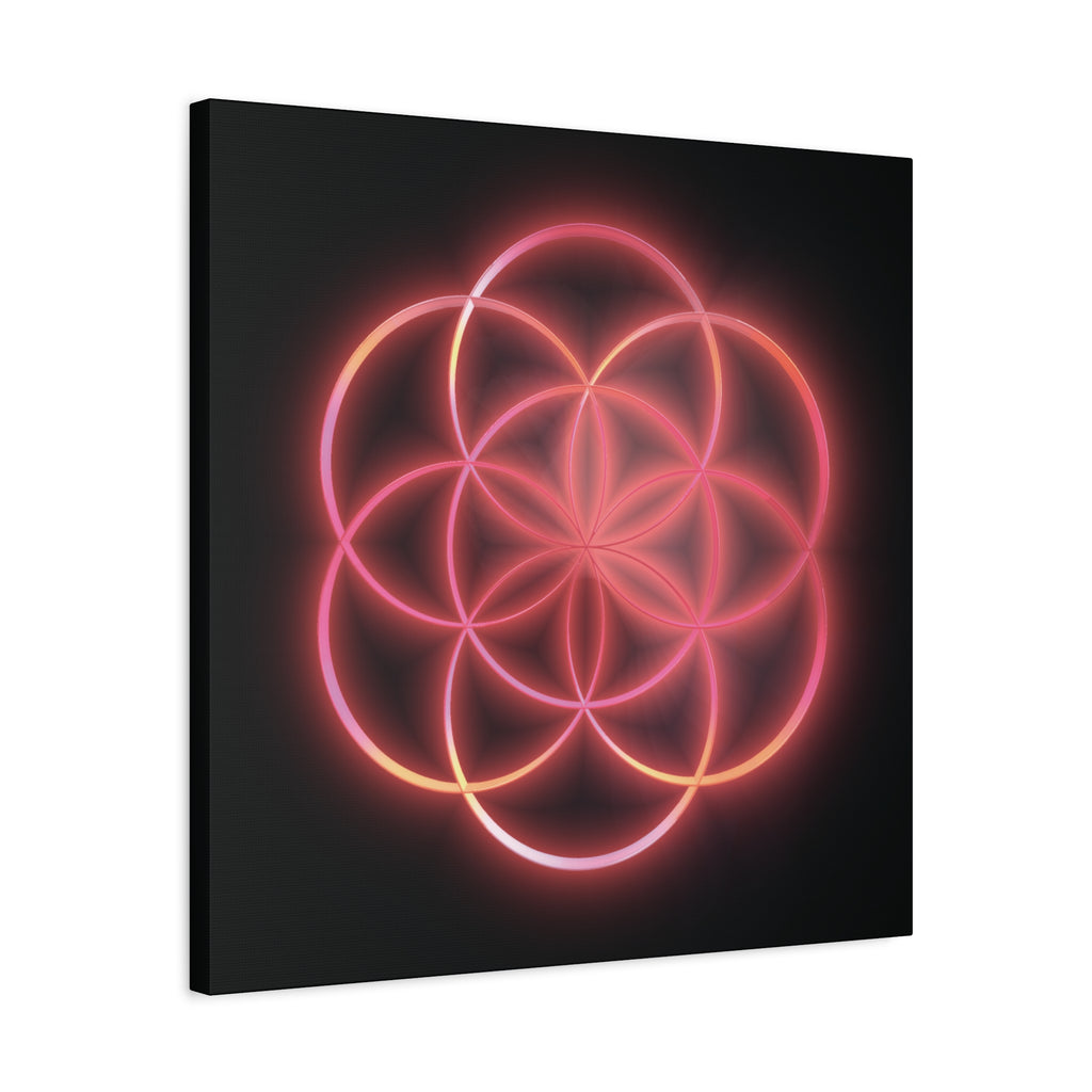 Neon Red Flower of Life Canvas