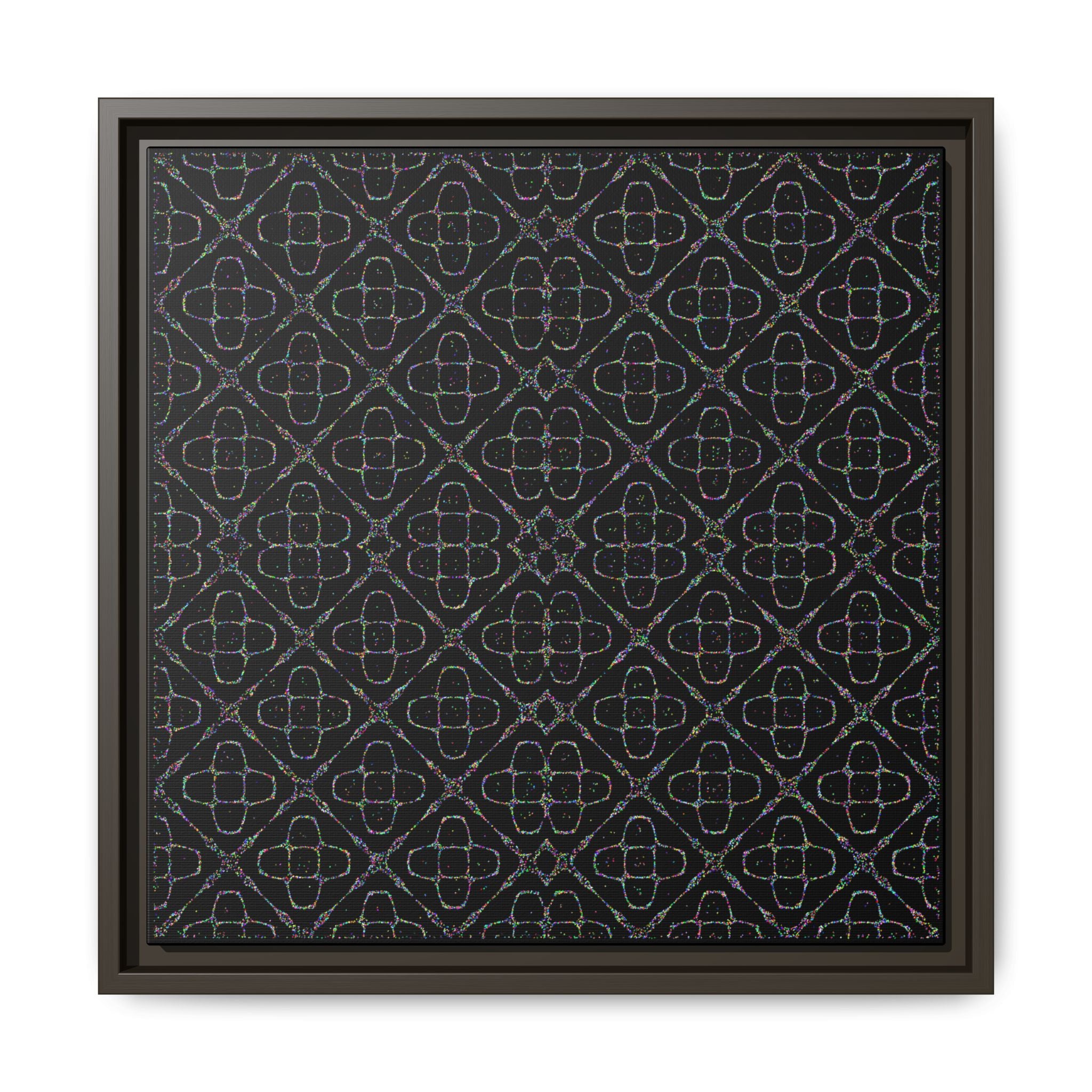 Sacred Geometry 174 Hz "Art by Sound" Cymatics - Framed Matte Canvas (Multi‑Color on Black)