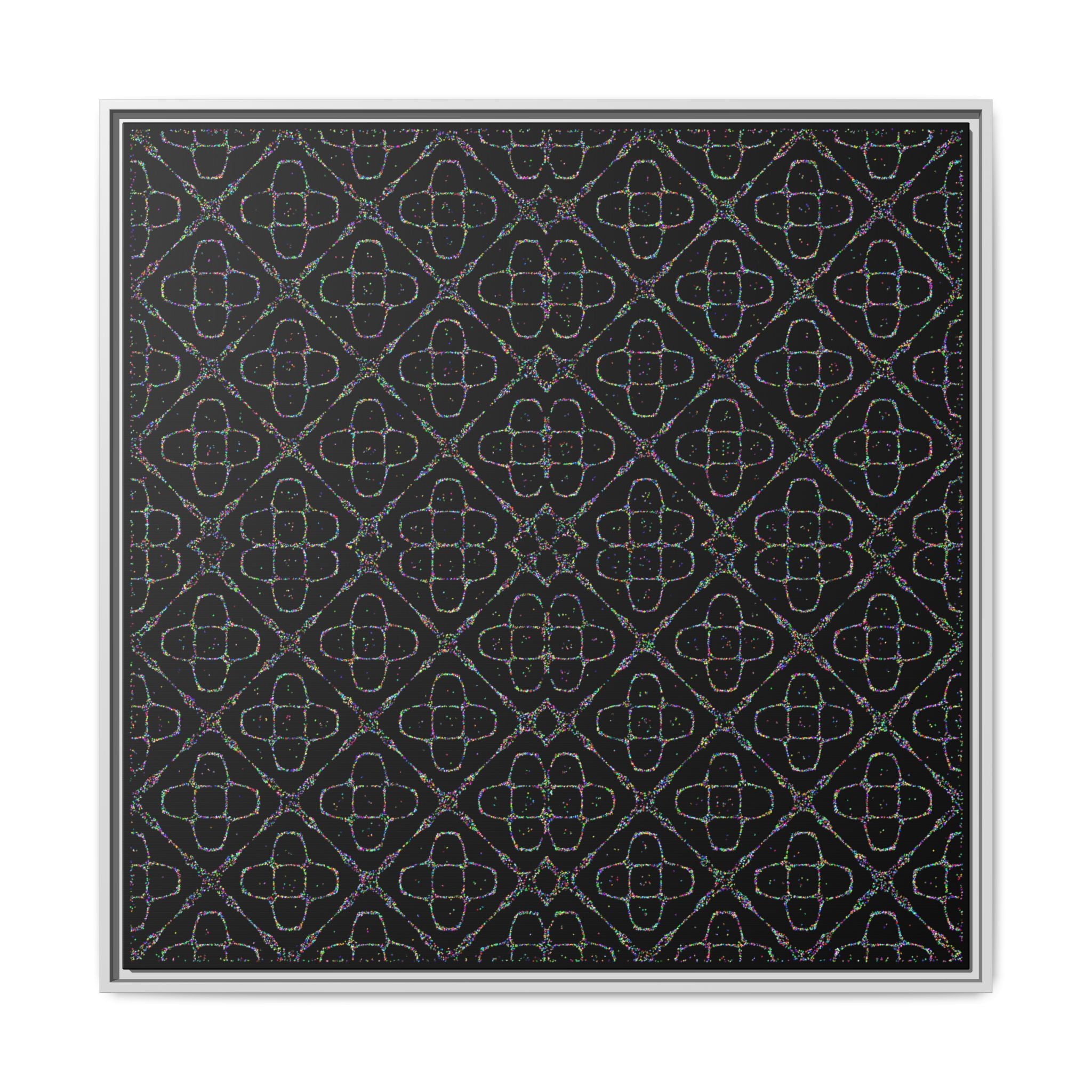 Sacred Geometry 174 Hz "Art by Sound" Cymatics - Framed Matte Canvas (Multi‑Color on Black)
