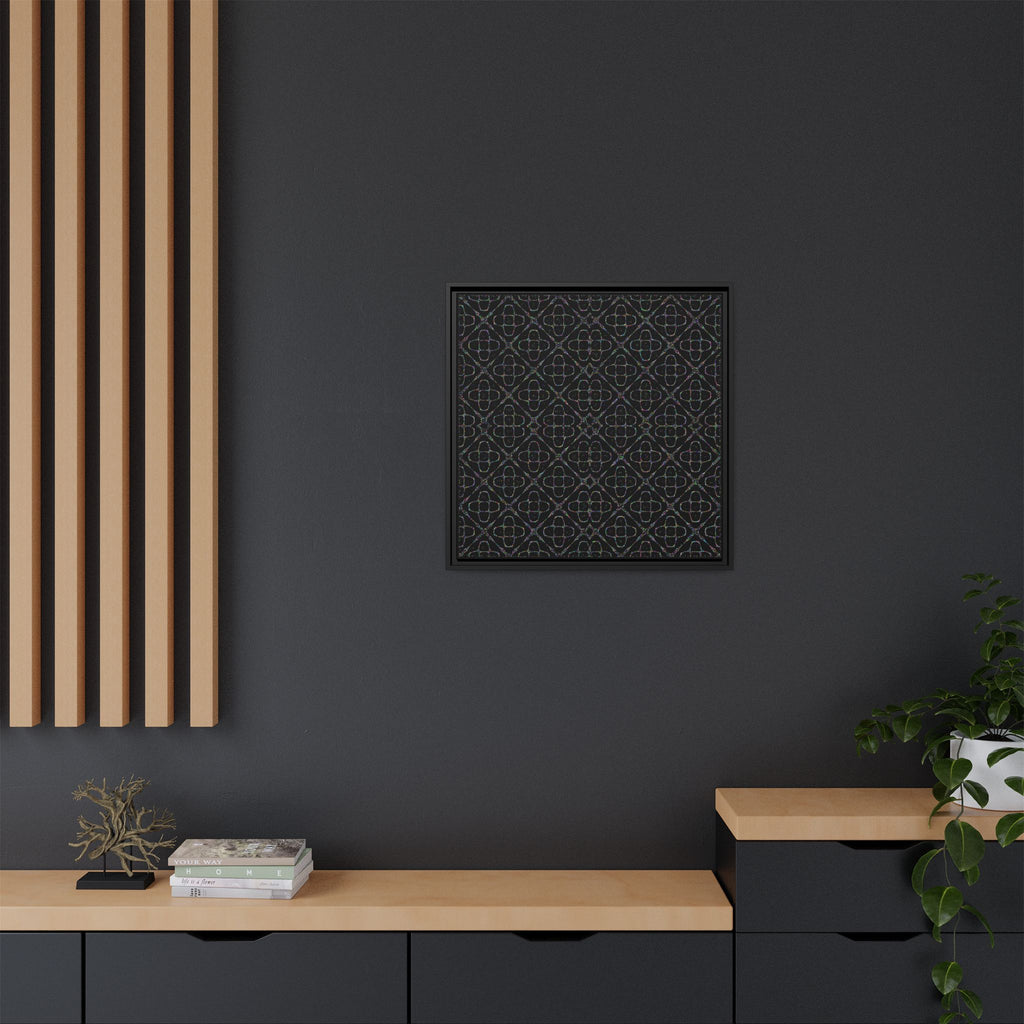 Sacred Geometry 174 Hz "Art by Sound" Cymatics - Framed Matte Canvas (Multi‑Color on Black)