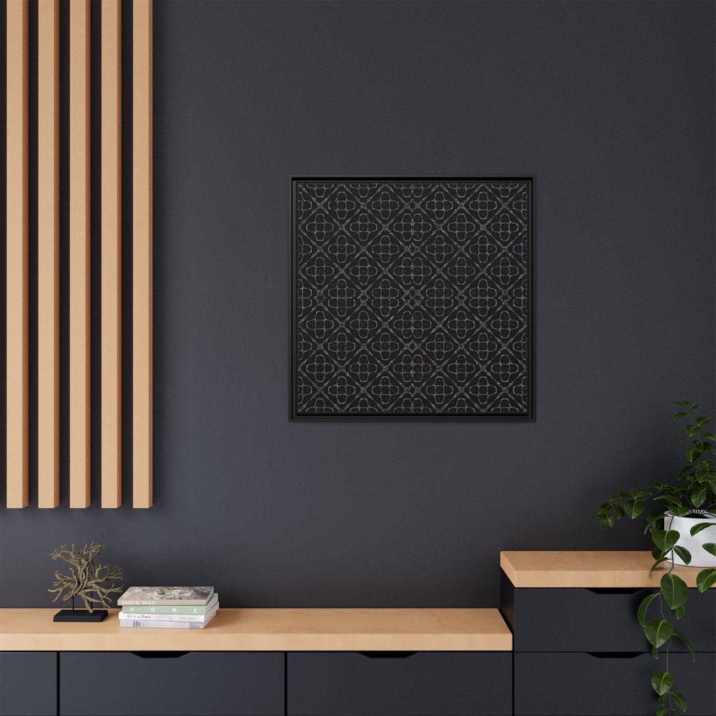 Sacred Geometry 174 Hz "Art by Sound" Cymatics - Framed Matte Canvas (Multi‑Color on Black)