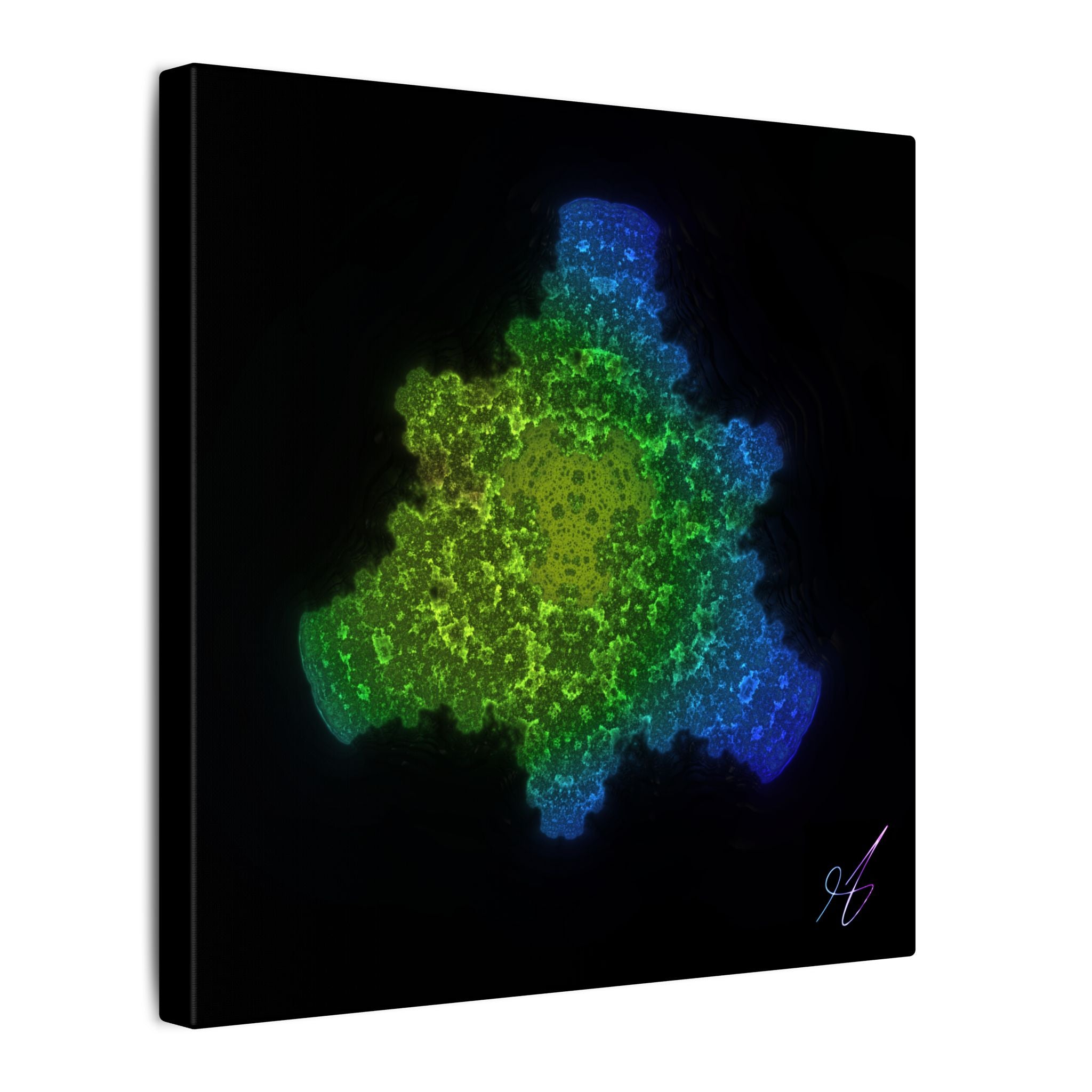 Abstract Fractal Green Blue Nebula Matte Canvas