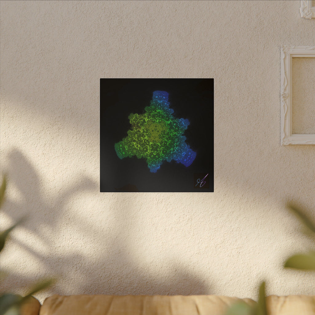 Abstract Fractal Green Blue Nebula Matte Canvas