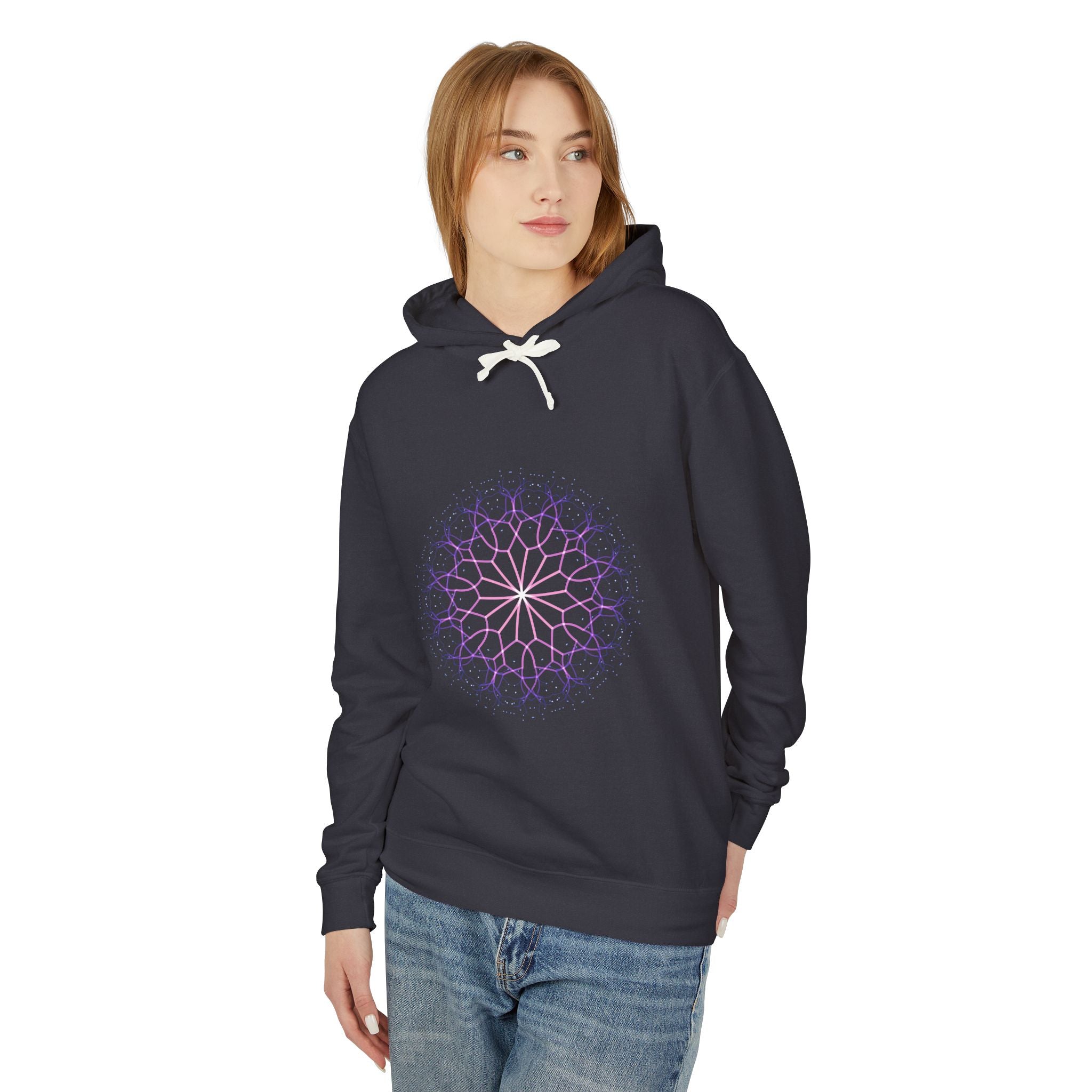 100% Cotton - Mandala Floral Hoodie  (Pastel Sacred Geometry Boho Sweatshirt)