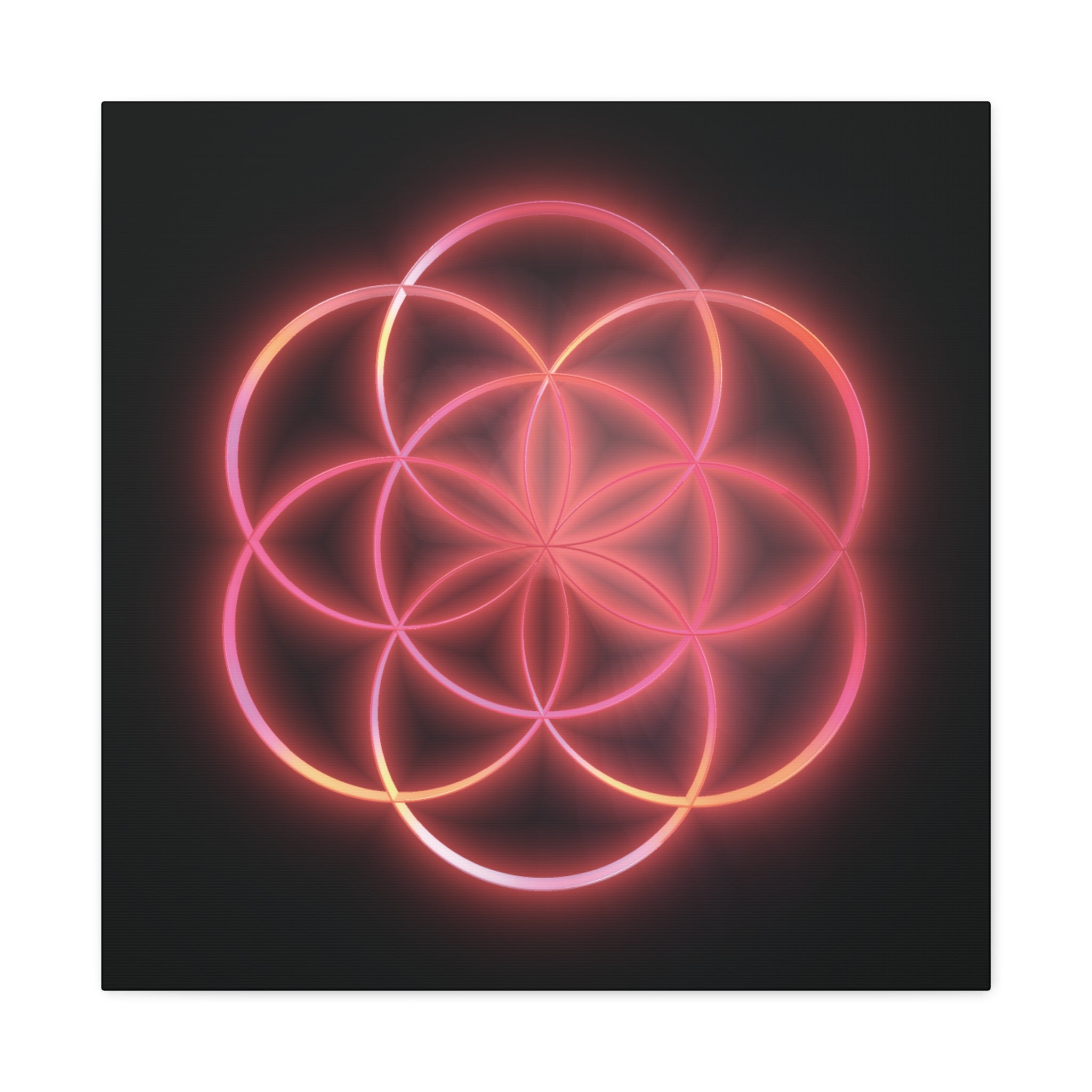 Neon Red Flower of Life Canvas