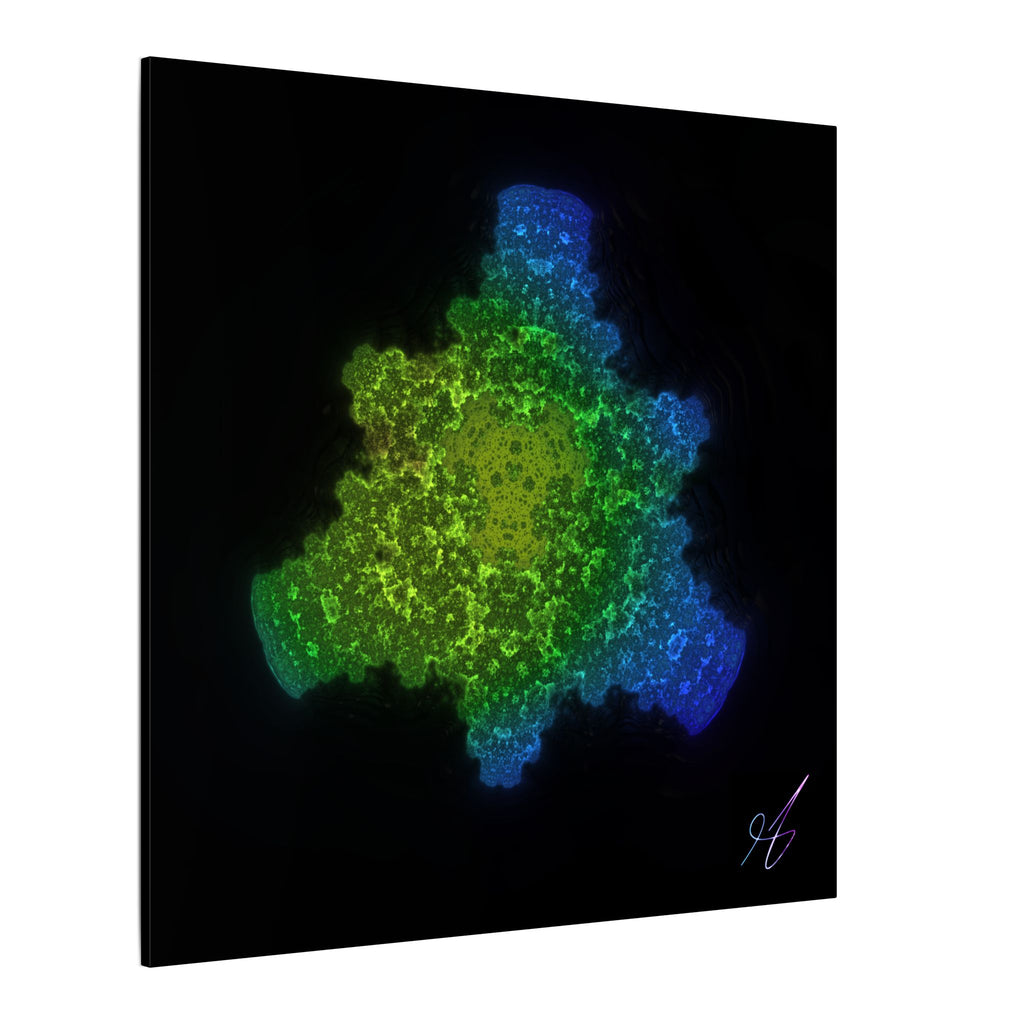 Abstract Fractal Green Blue Nebula Matte Canvas