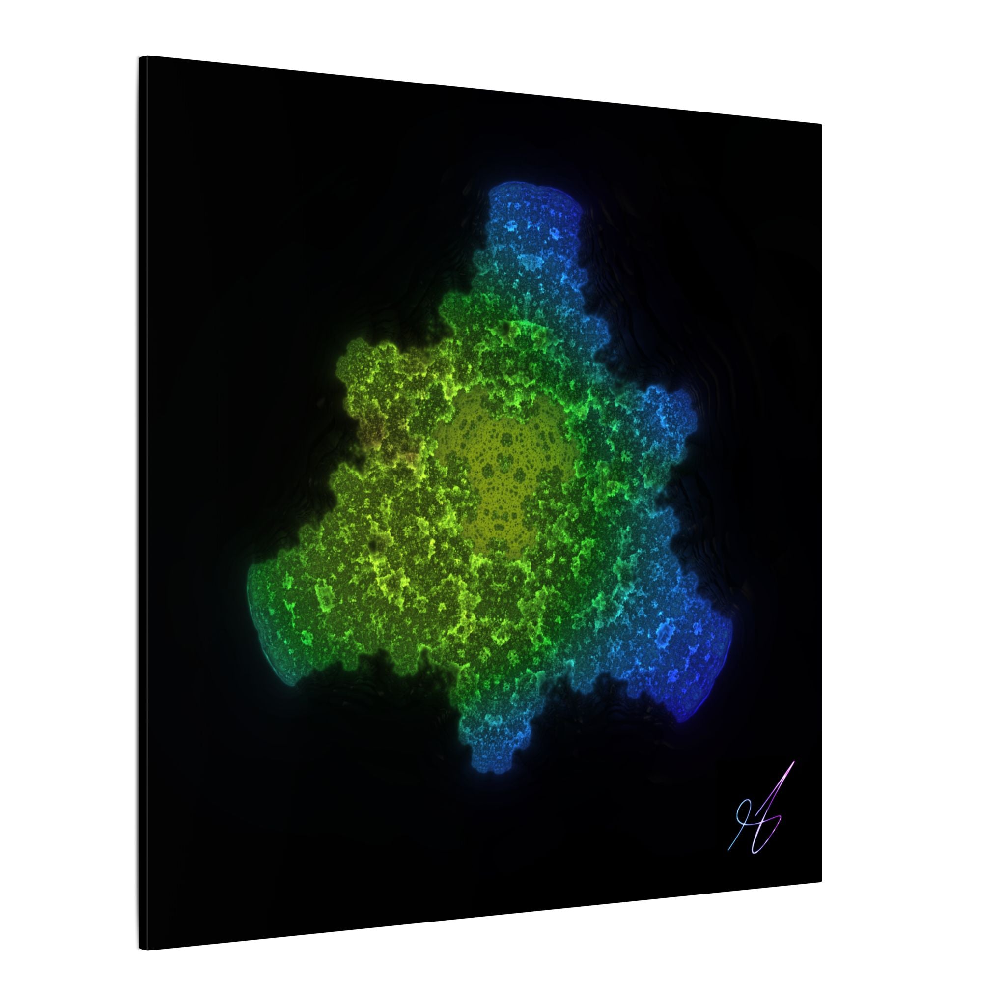 Abstract Fractal Green Blue Nebula Matte Canvas