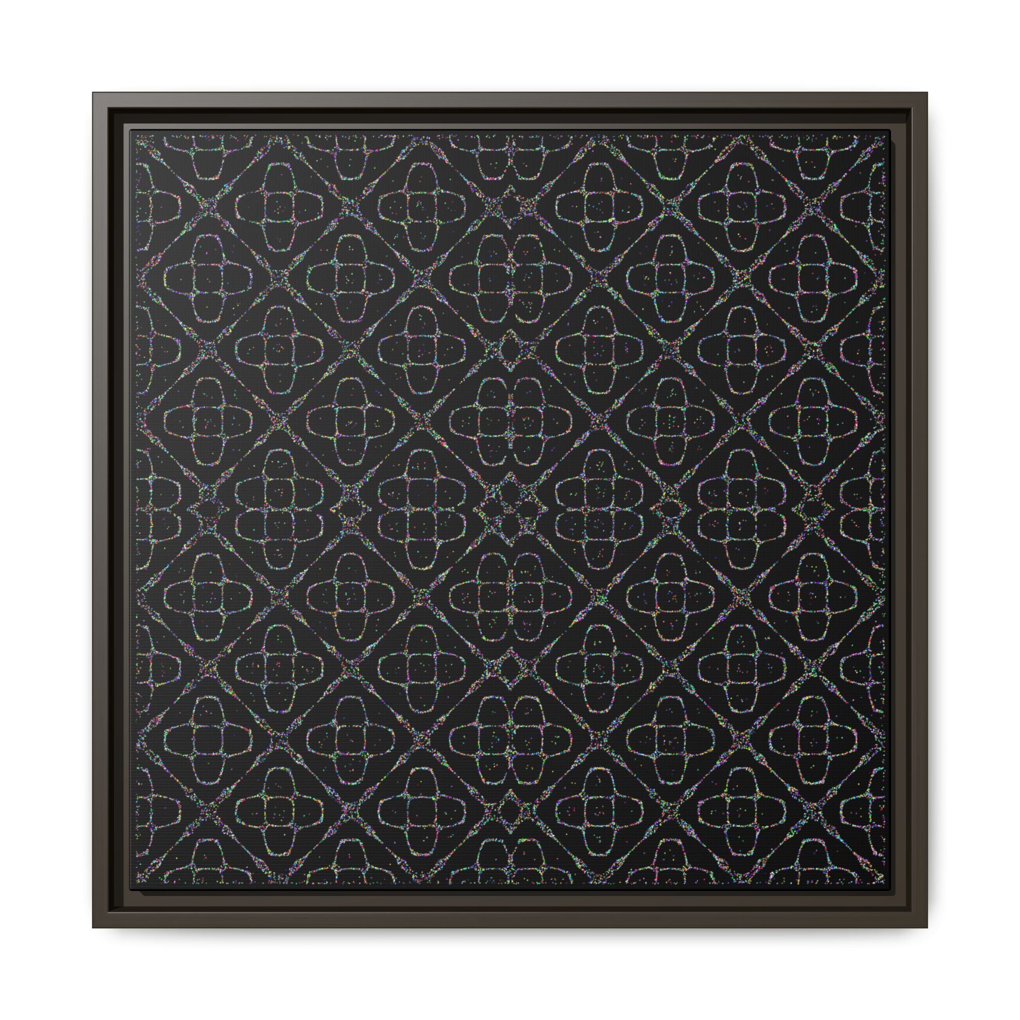 Sacred Geometry 174 Hz "Art by Sound" Cymatics - Framed Matte Canvas (Multi‑Color on Black)