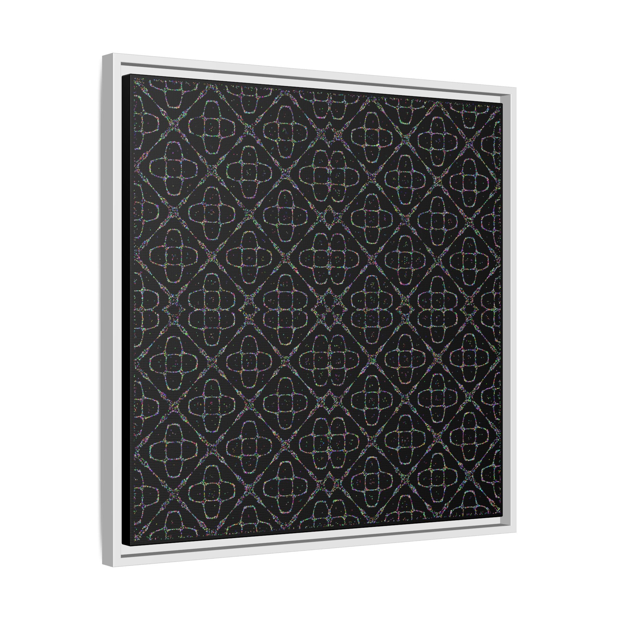 Sacred Geometry 174 Hz "Art by Sound" Cymatics - Framed Matte Canvas (Multi‑Color on Black)