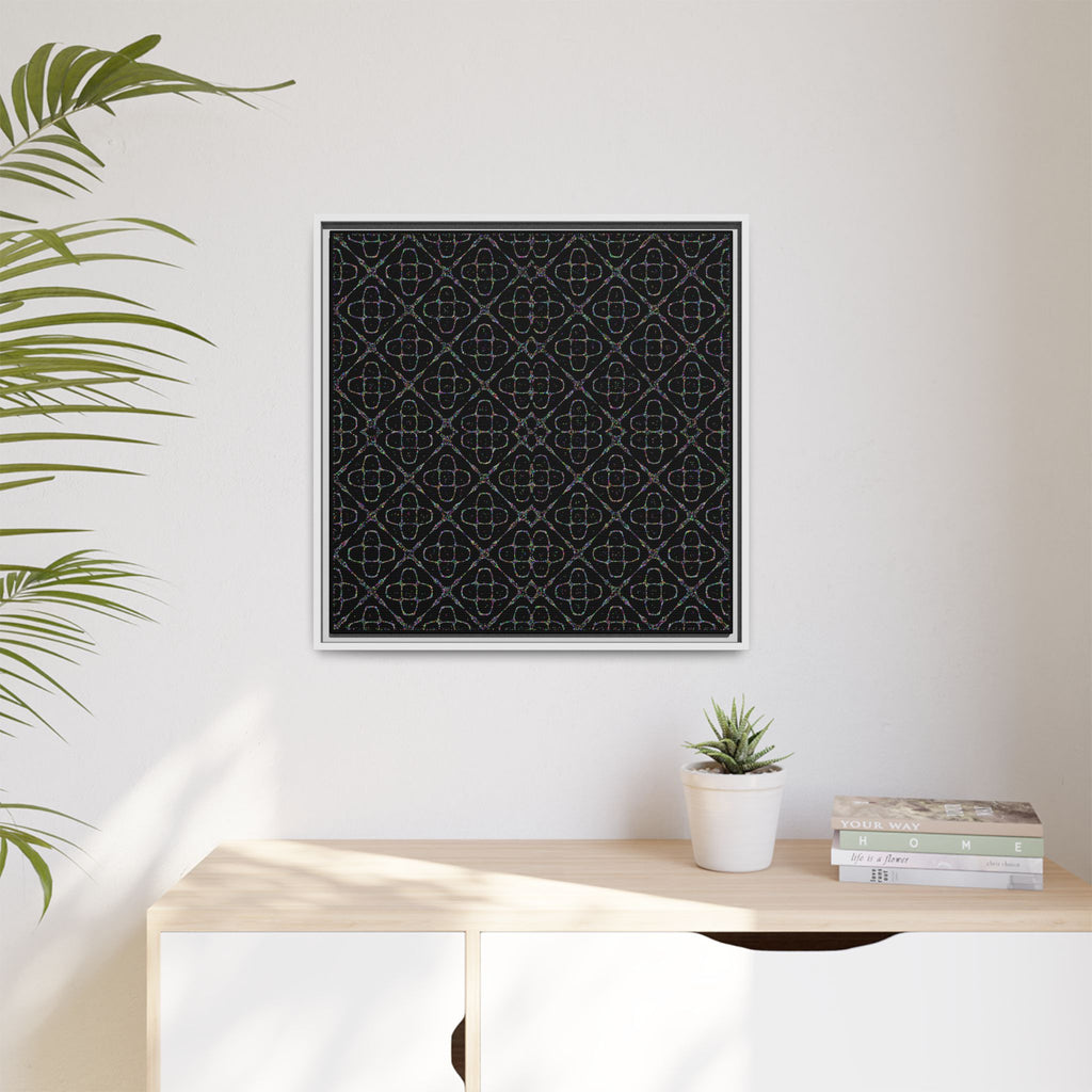 Sacred Geometry 174 Hz "Art by Sound" Cymatics - Framed Matte Canvas (Multi‑Color on Black)