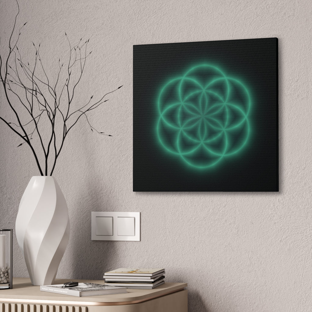 Neon Sacred Geometry - Flower of Life Canvas