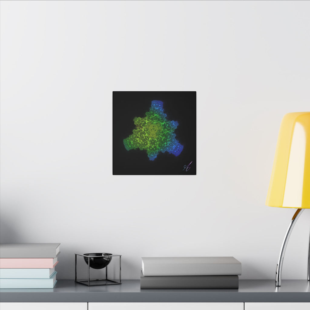 Abstract Fractal Green Blue Nebula Matte Canvas