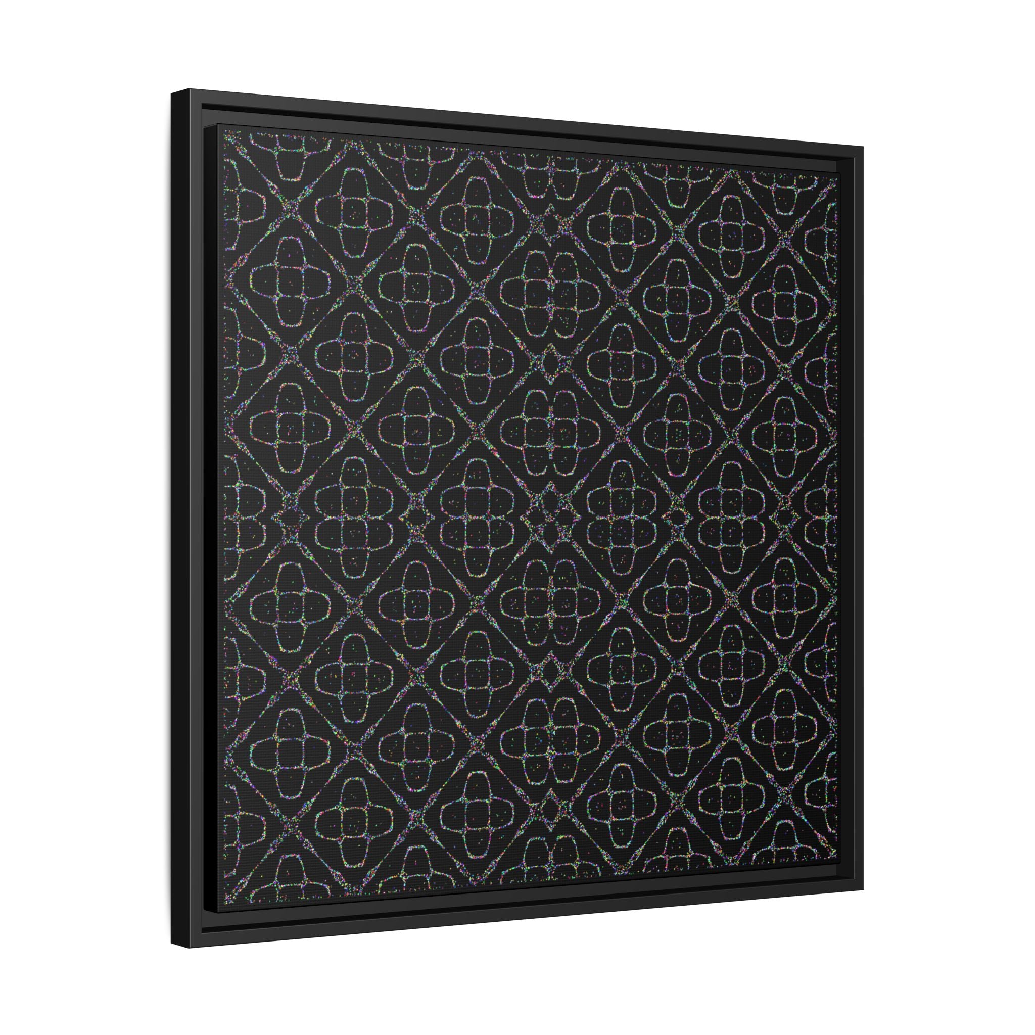 Sacred Geometry 174 Hz "Art by Sound" Cymatics - Framed Matte Canvas (Multi‑Color on Black)