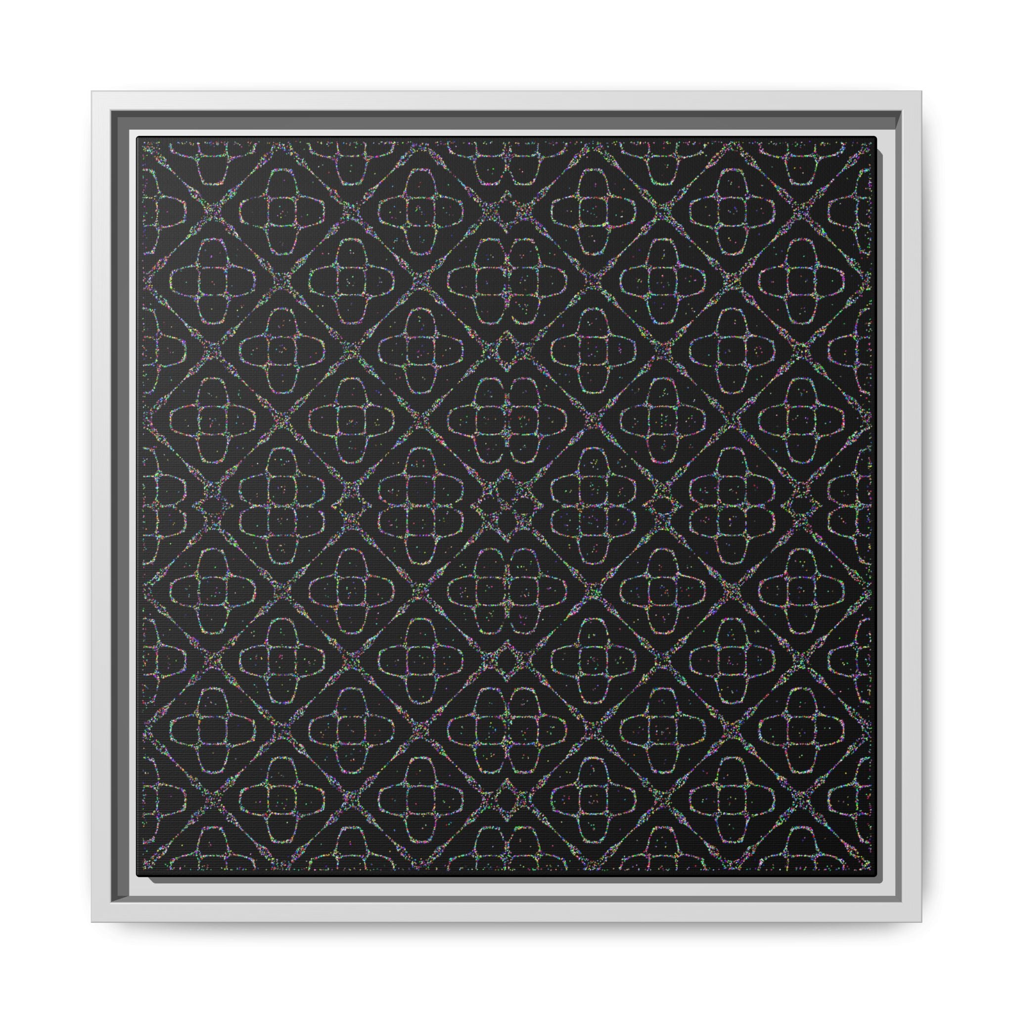 Sacred Geometry 174 Hz "Art by Sound" Cymatics - Framed Matte Canvas (Multi‑Color on Black)