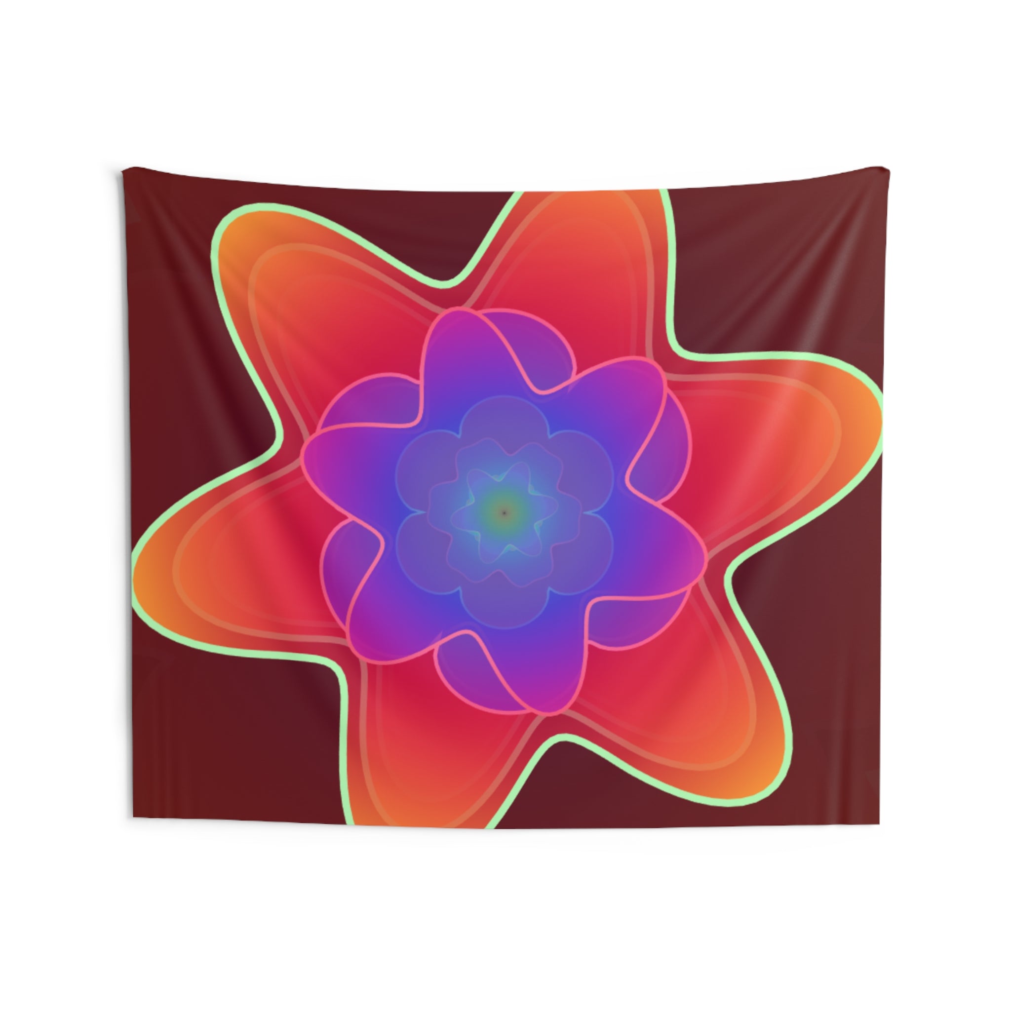 Psychedelic Floral Wall Tapestry — Vibrant Retro Starburst Decor