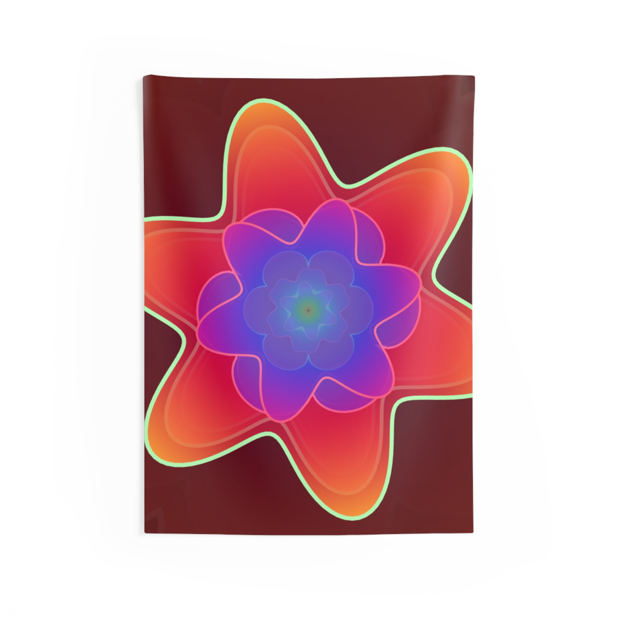 Psychedelic Floral Wall Tapestry — Vibrant Retro Starburst Decor