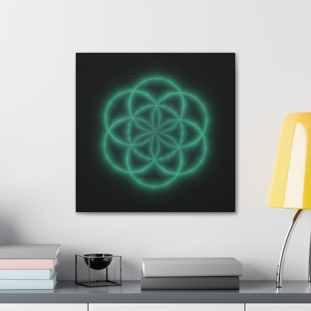 Neon Sacred Geometry - Flower of Life Canvas