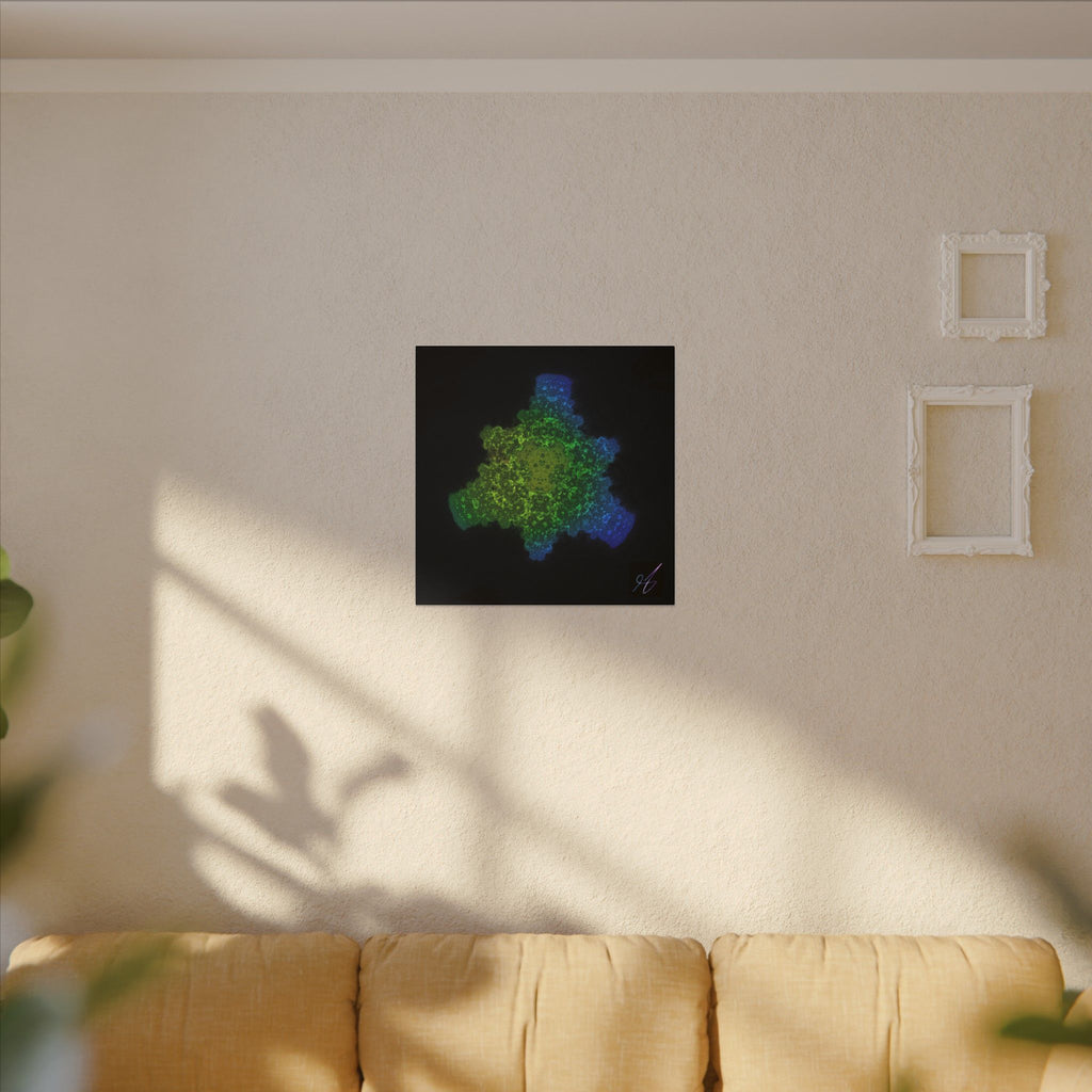 Abstract Fractal Green Blue Nebula Matte Canvas