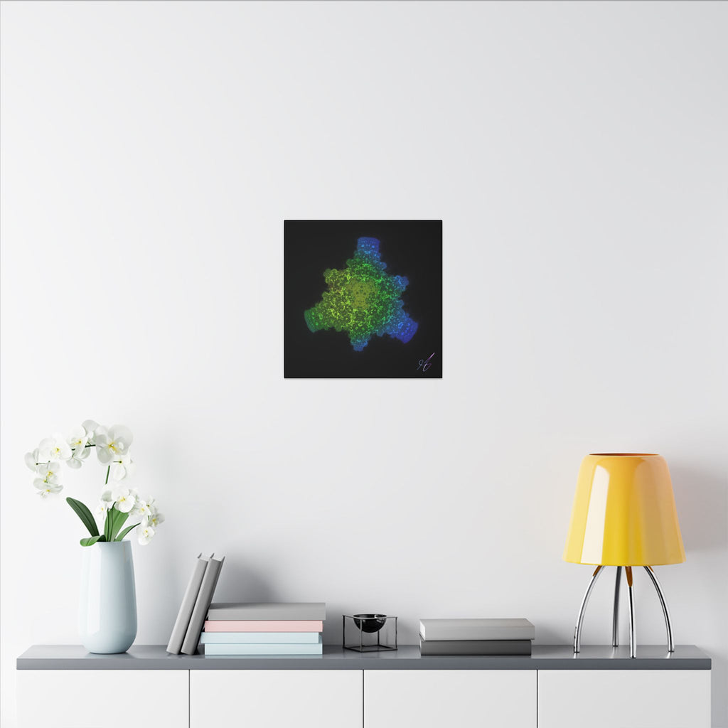 Abstract Fractal Green Blue Nebula Matte Canvas
