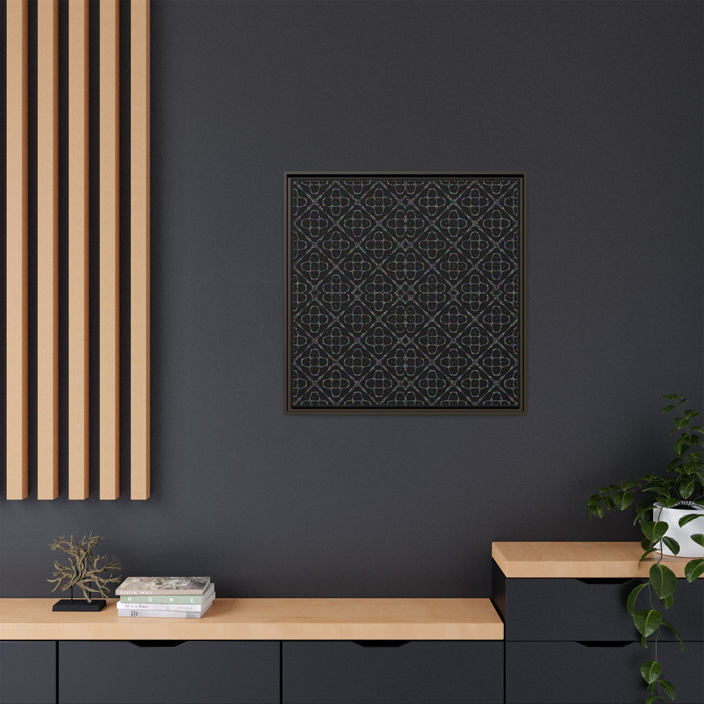 Sacred Geometry 174 Hz "Art by Sound" Cymatics - Framed Matte Canvas (Multi‑Color on Black)