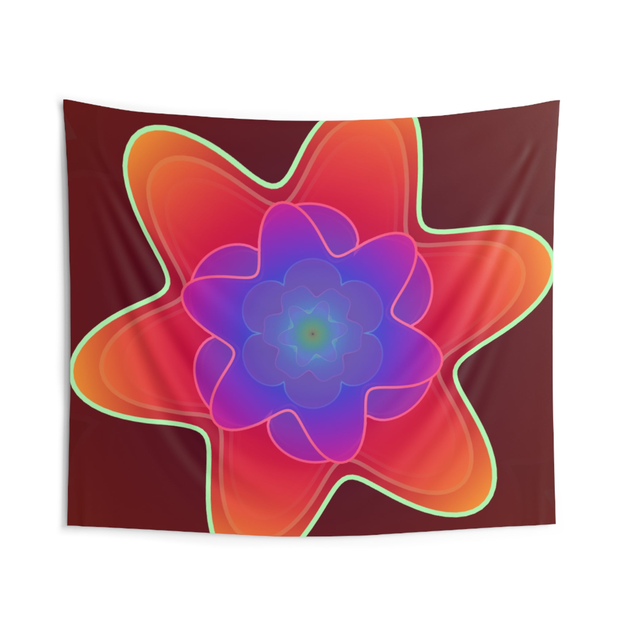 Psychedelic Floral Wall Tapestry — Vibrant Retro Starburst Decor