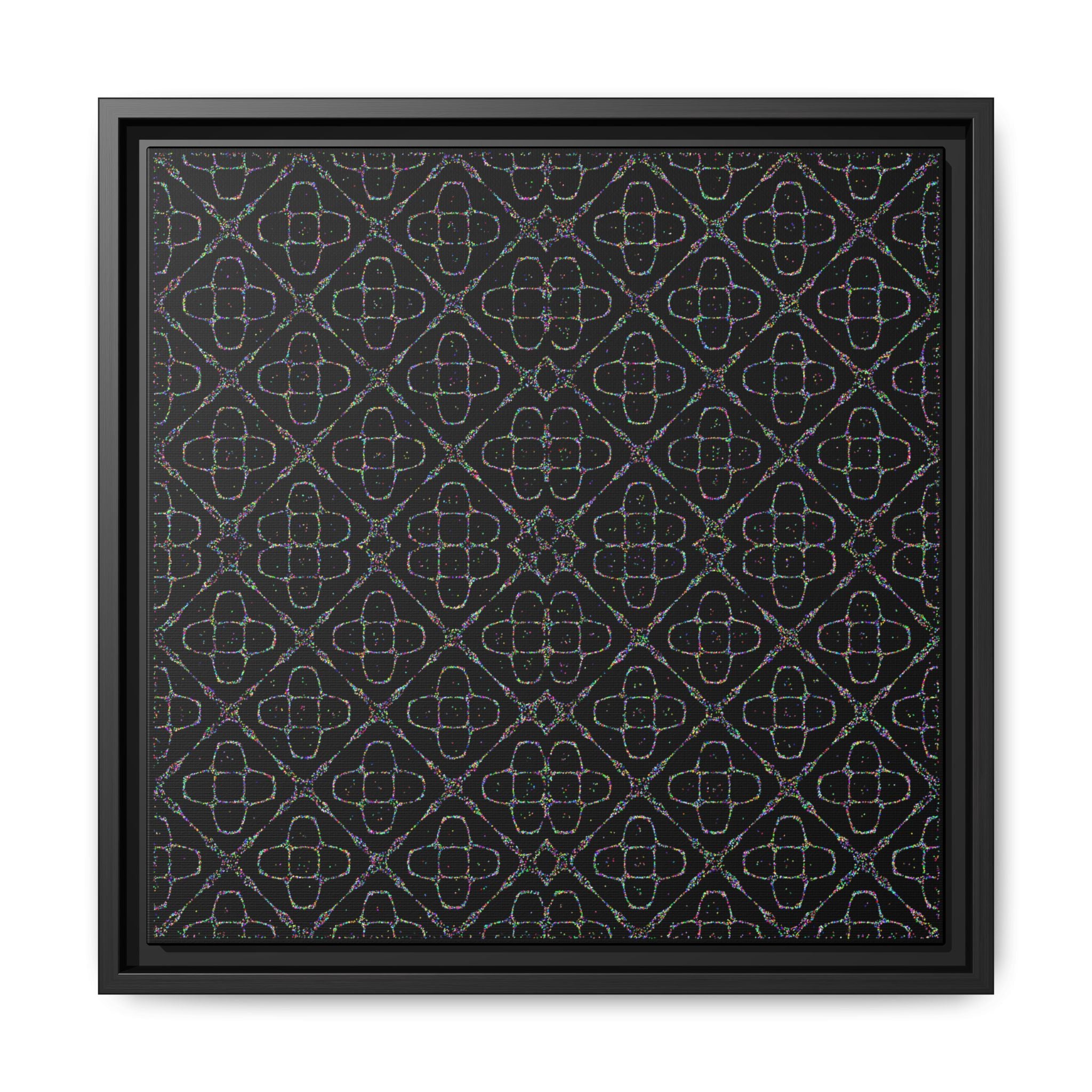 Sacred Geometry 174 Hz "Art by Sound" Cymatics - Framed Matte Canvas (Multi‑Color on Black)