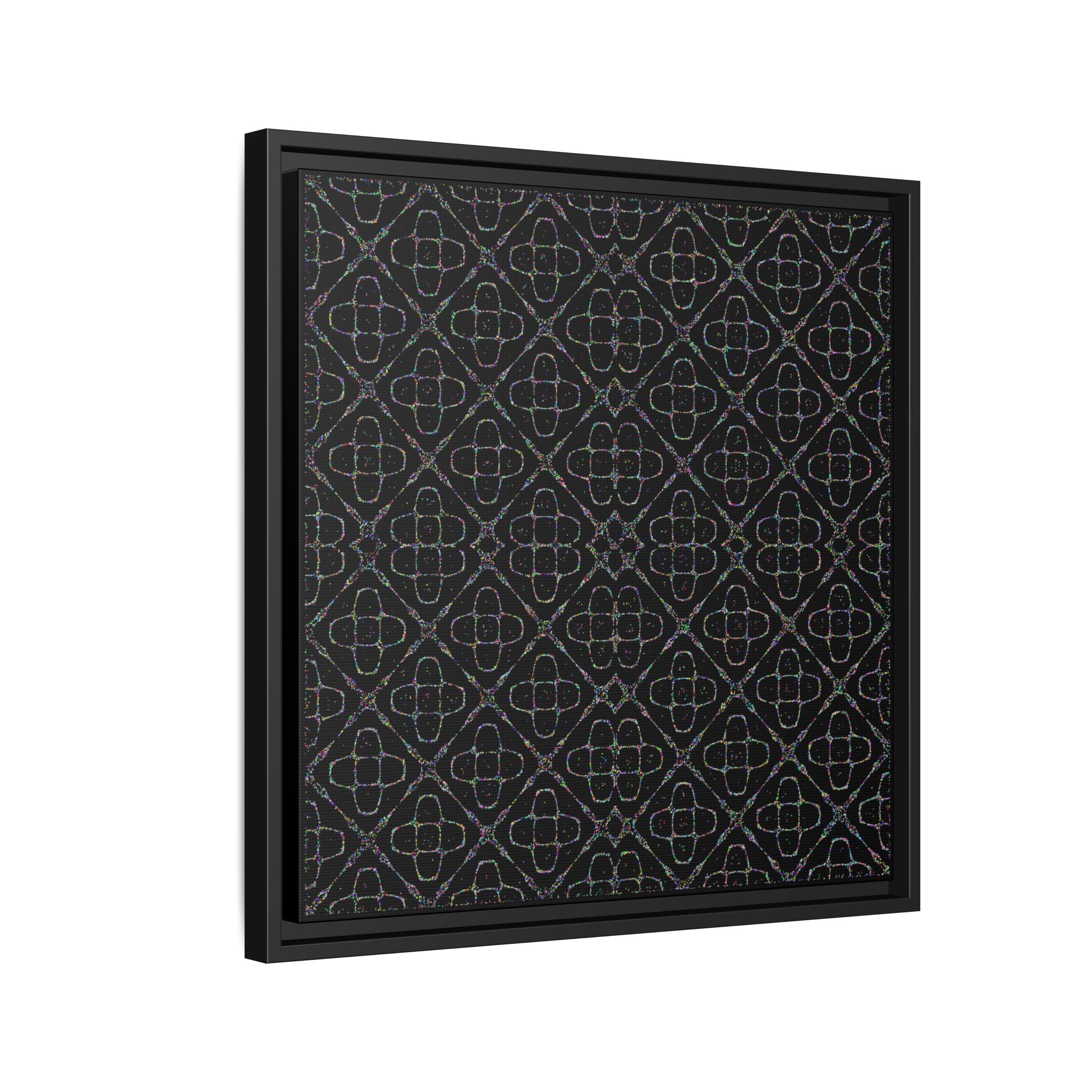 Sacred Geometry 174 Hz "Art by Sound" Cymatics - Framed Matte Canvas (Multi‑Color on Black)