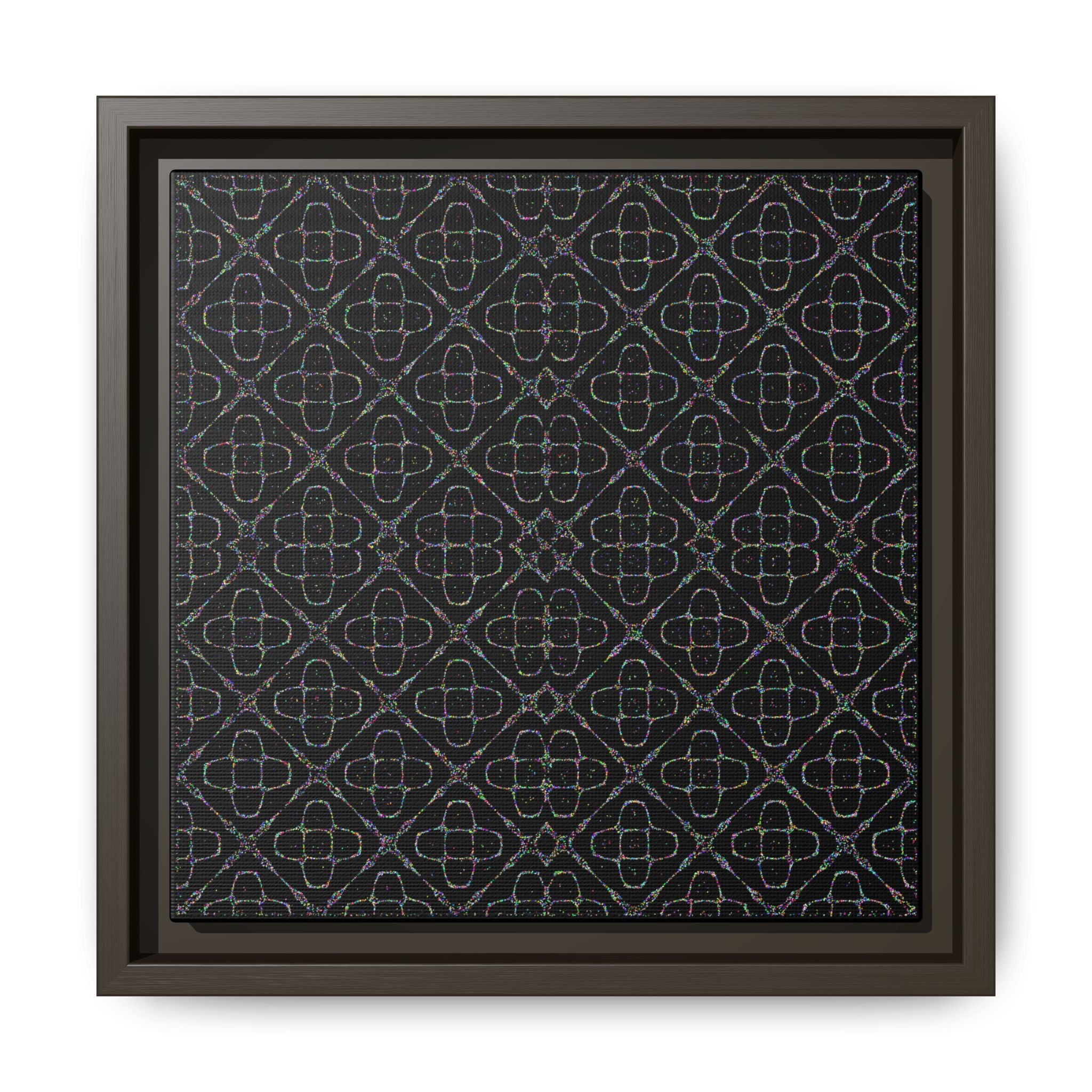 Sacred Geometry 174 Hz "Art by Sound" Cymatics - Framed Matte Canvas (Multi‑Color on Black)