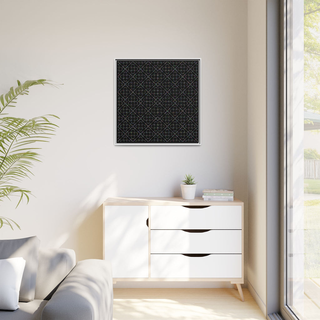 Sacred Geometry 174 Hz "Art by Sound" Cymatics - Framed Matte Canvas (Multi‑Color on Black)