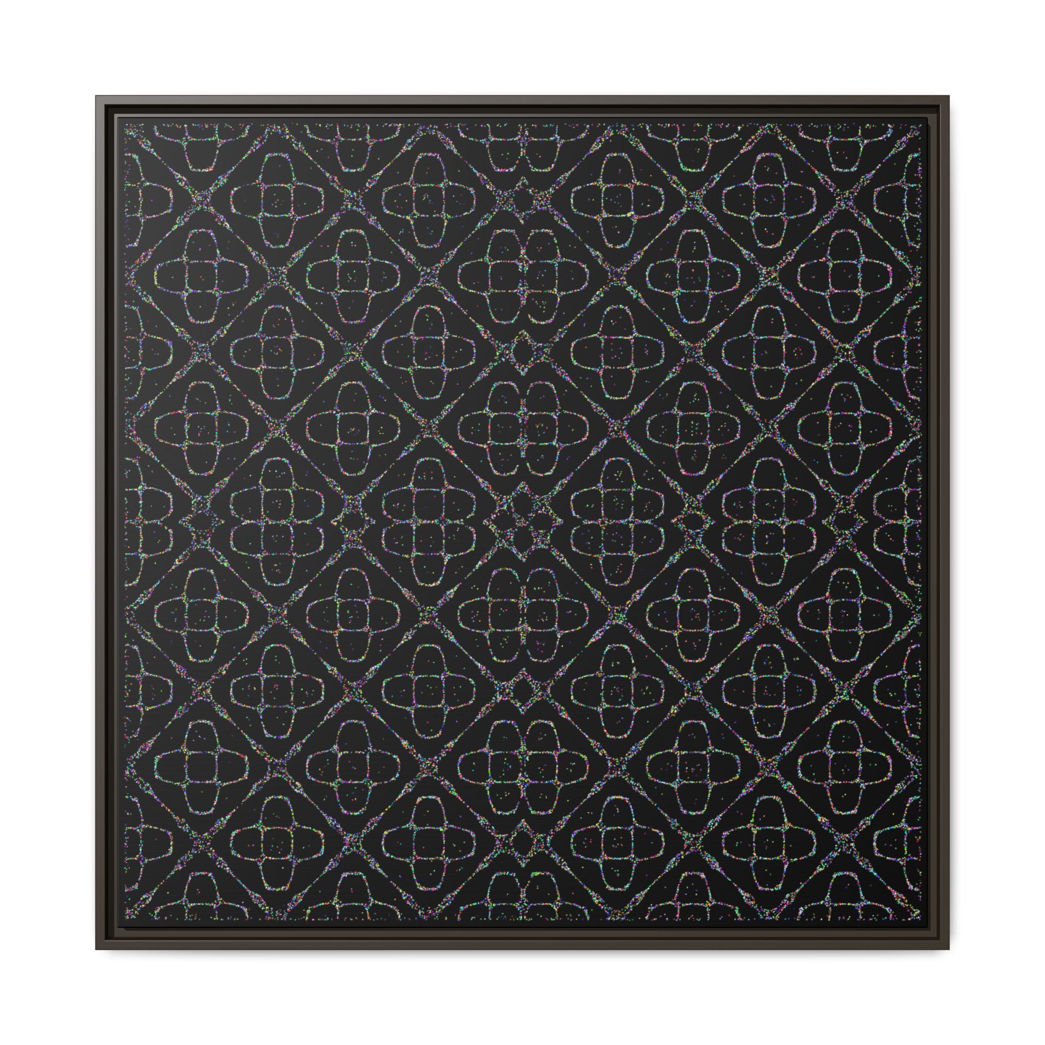 Sacred Geometry 174 Hz "Art by Sound" Cymatics - Framed Matte Canvas (Multi‑Color on Black)