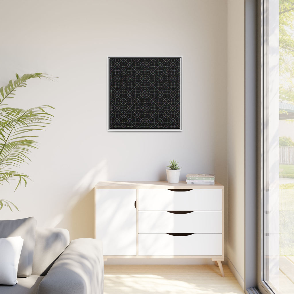 Sacred Geometry 174 Hz "Art by Sound" Cymatics - Framed Matte Canvas (Multi‑Color on Black)