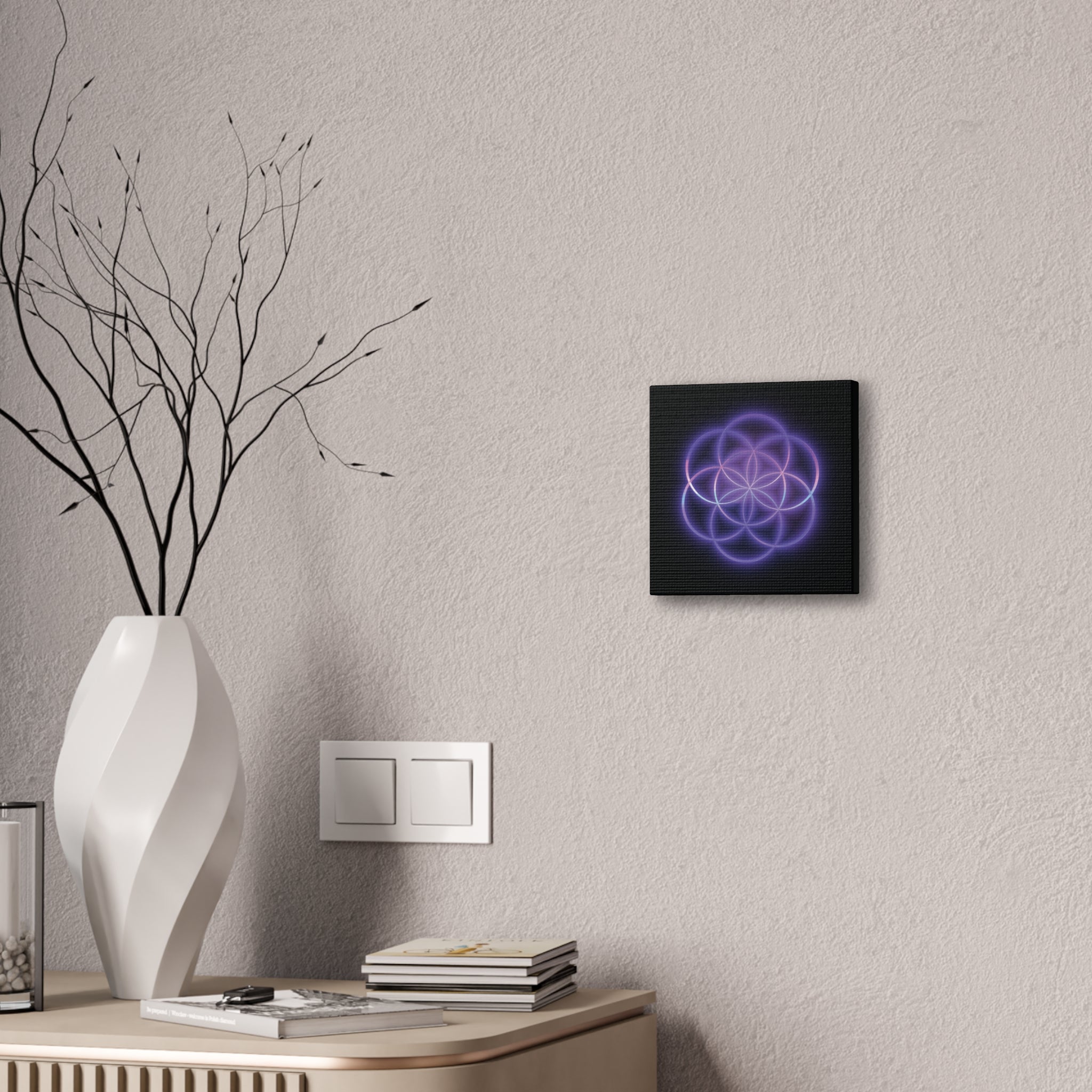 Neon Flower of Life Canvas