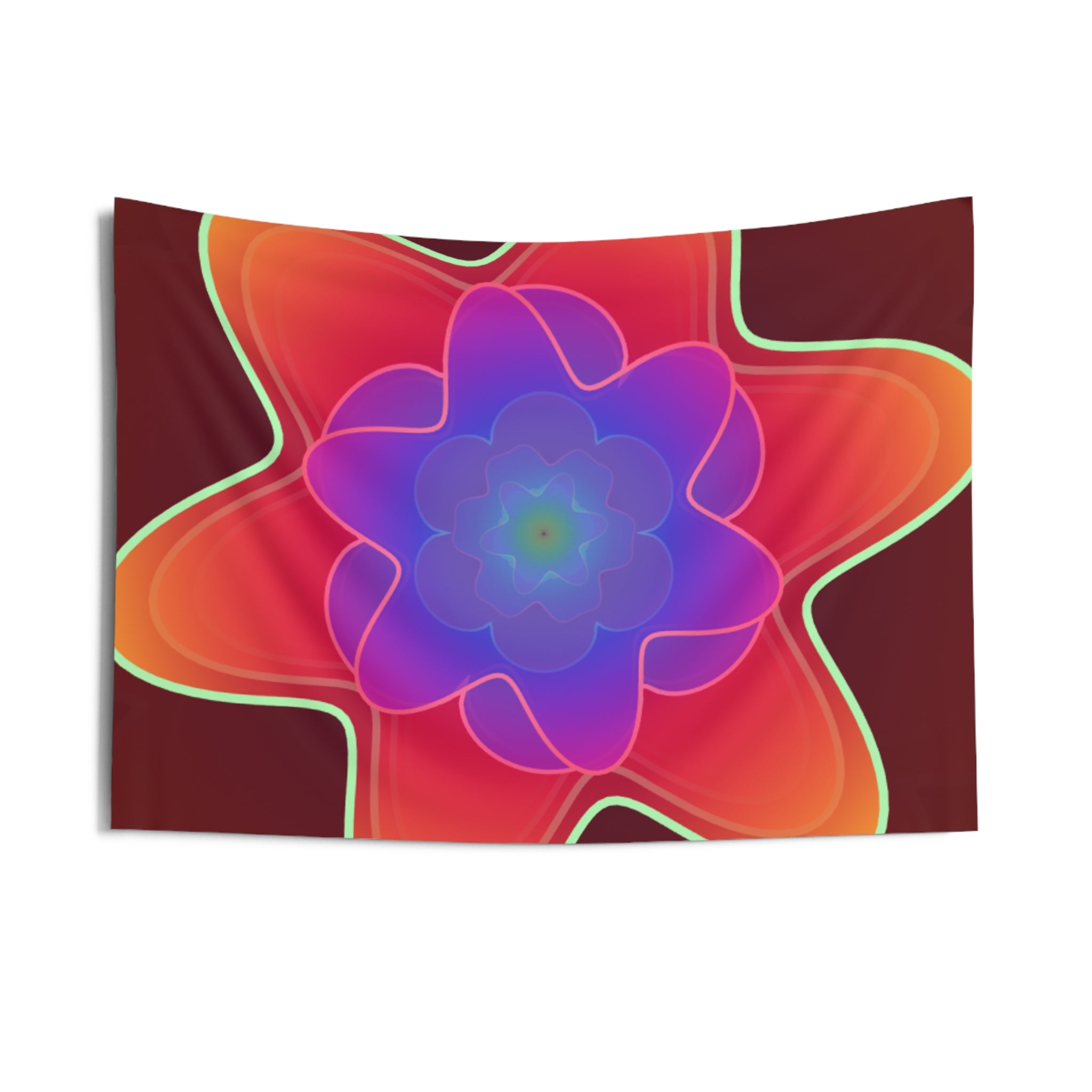 Psychedelic Floral Wall Tapestry — Vibrant Retro Starburst Decor