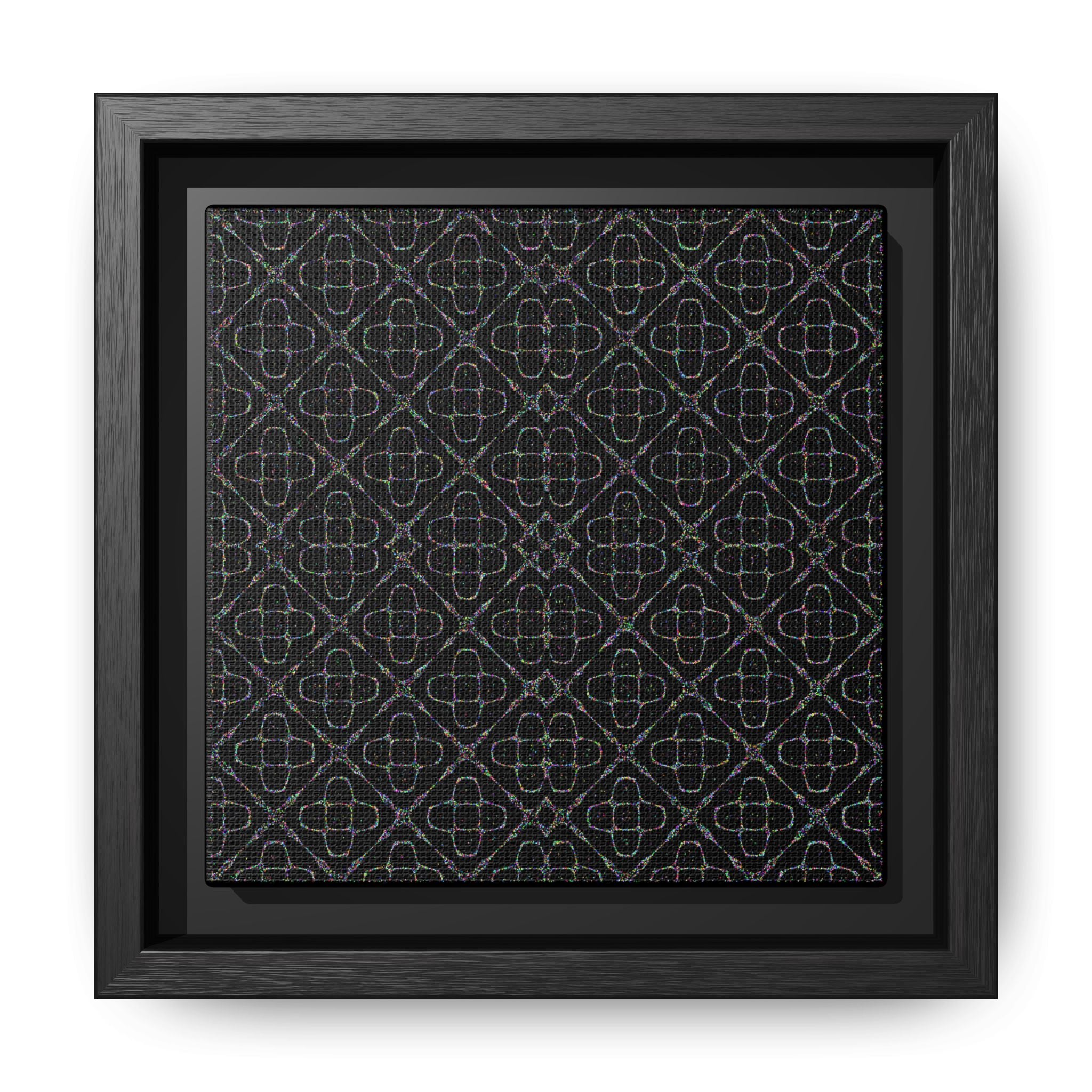 Sacred Geometry 174 Hz "Art by Sound" Cymatics - Framed Matte Canvas (Multi‑Color on Black)