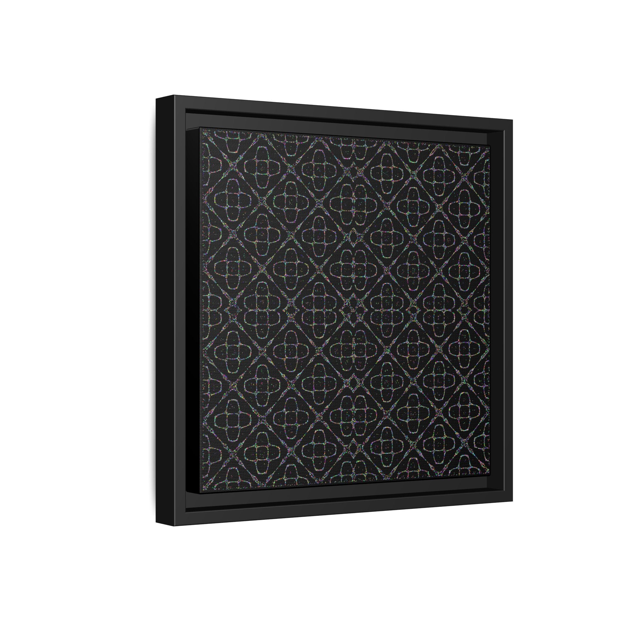 Sacred Geometry 174 Hz "Art by Sound" Cymatics - Framed Matte Canvas (Multi‑Color on Black)